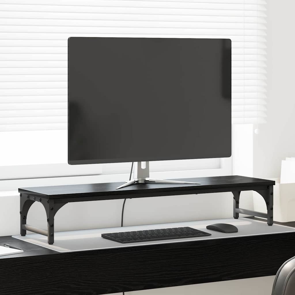 vidaXL Stojak na Monitor Czarny Dąb 85 x 23 x 15,5 cm