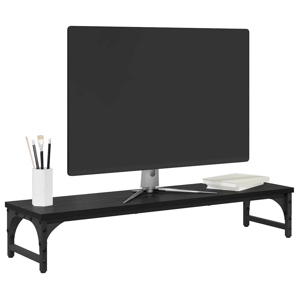 vidaXL Stojak na Monitor Czarny Dąb 85 x 23 x 15,5 cm