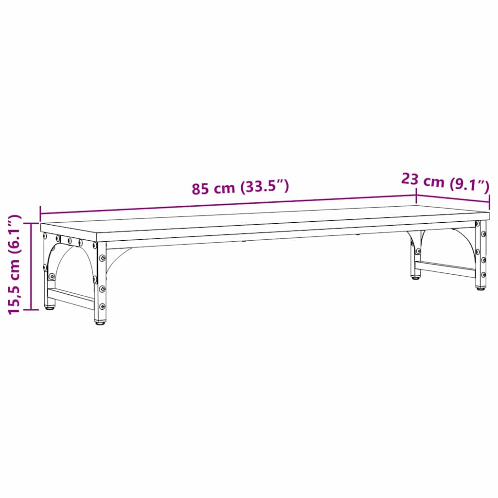 vidaXL Stojak na Monitor Czarny Dąb 85 x 23 x 15,5 cm
