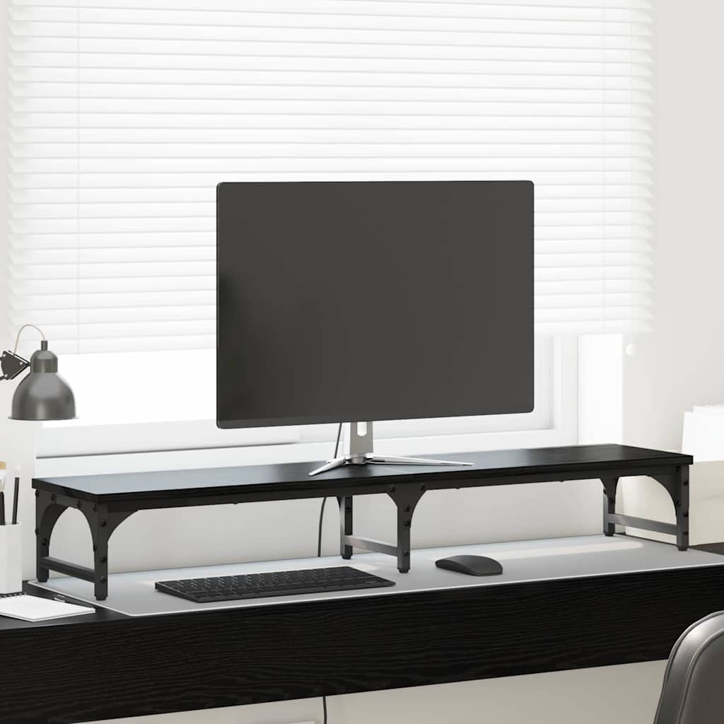 vidaXL Stojak na Monitor Czarny Dąb 105 x 23 x 15,5 cm