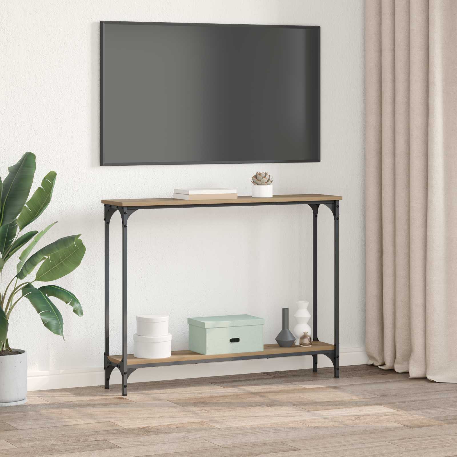 vidaXL Konsola z półką Dąb rzemieślniczy 100 x 22,5 x 75 cm