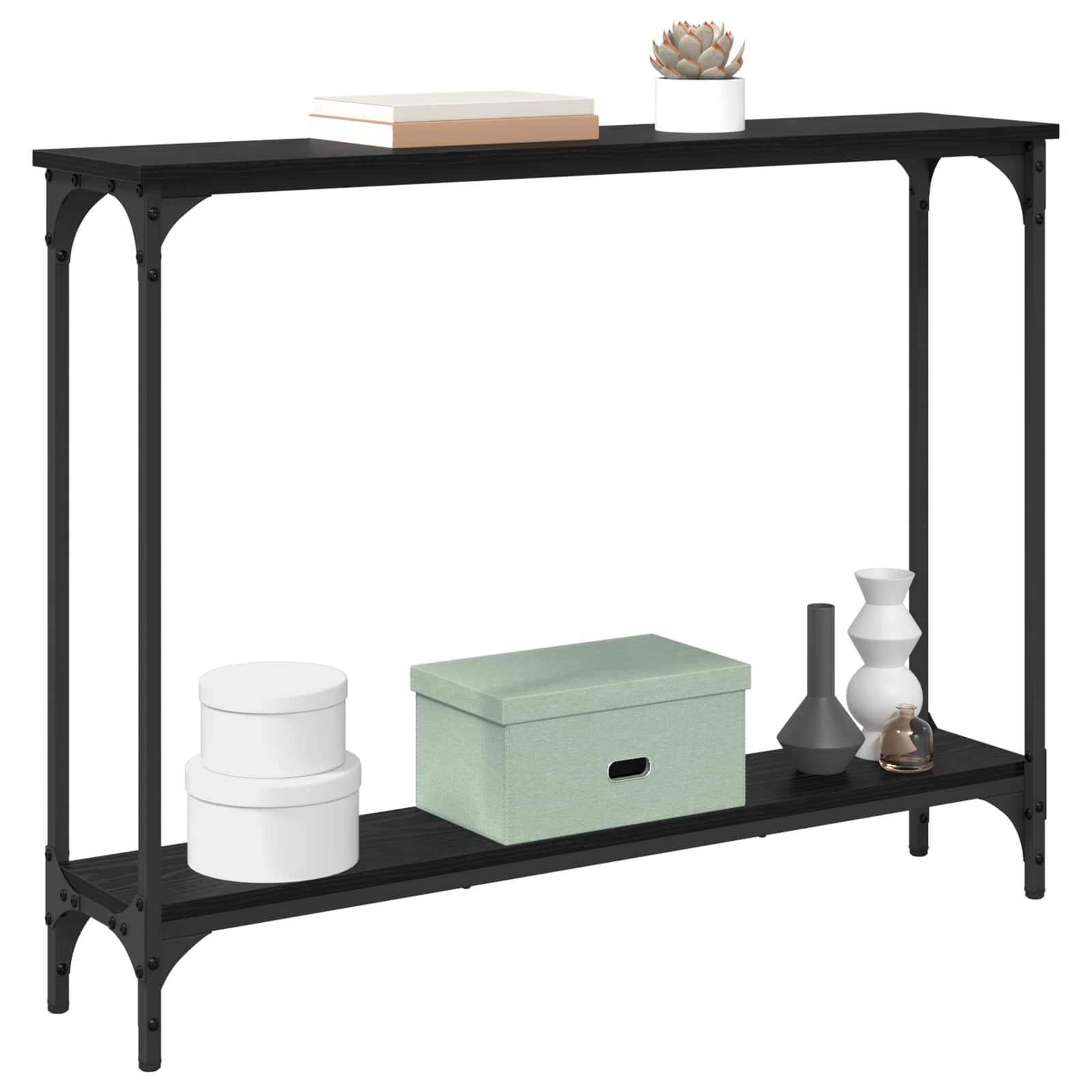 vidaXL Konsola Czarny Dąb 100 x 22,5 x 75 cm Materiał drewnopochodny