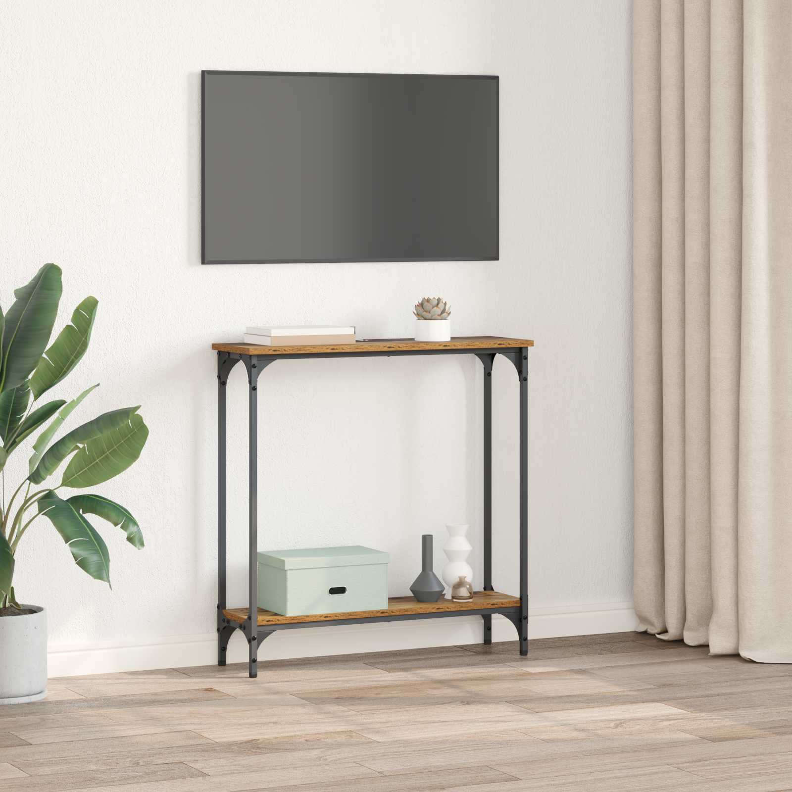 vidaXL Konsola Stare drewno 75 x 22,5 x 75 cm Materiał drewnopochodny