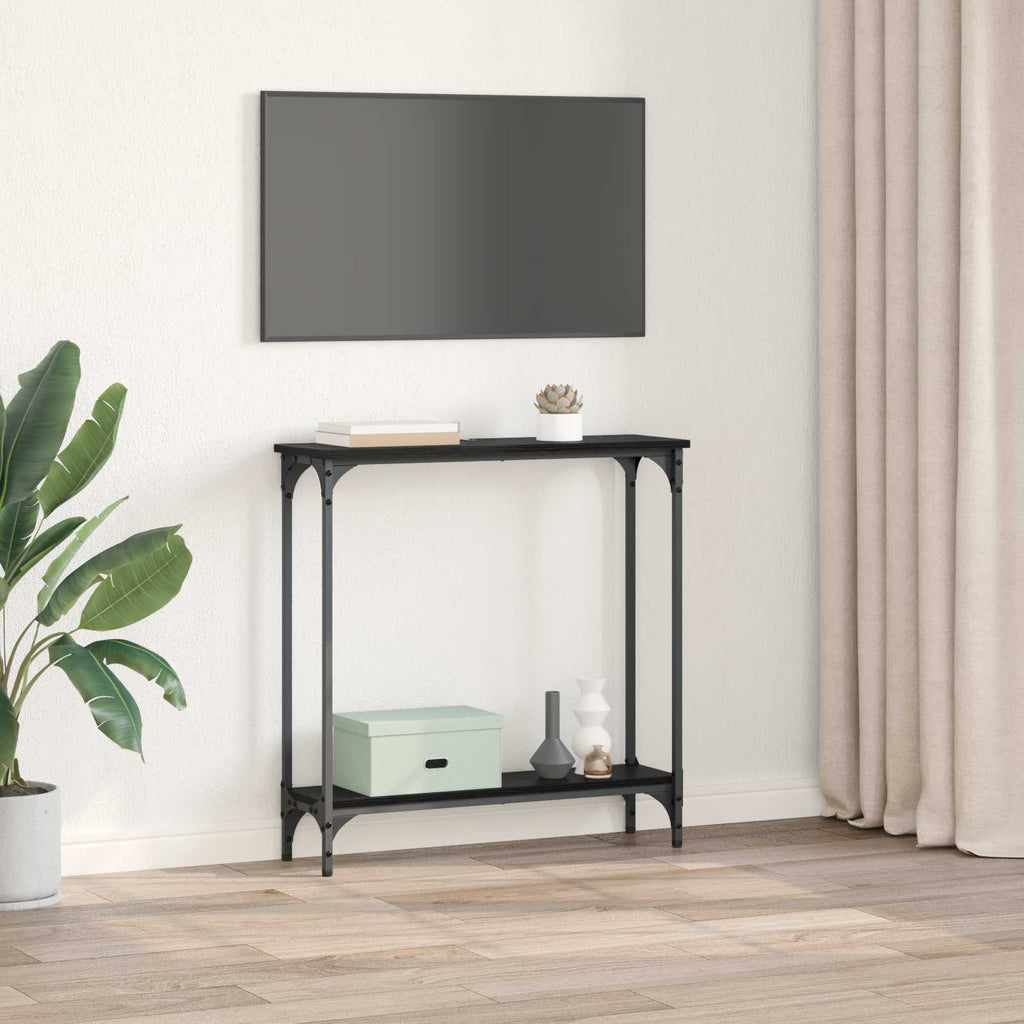 vidaXL Konsola Czarny Dąb 75 x 22,5 x 75 cm Materiał drewnopochodny