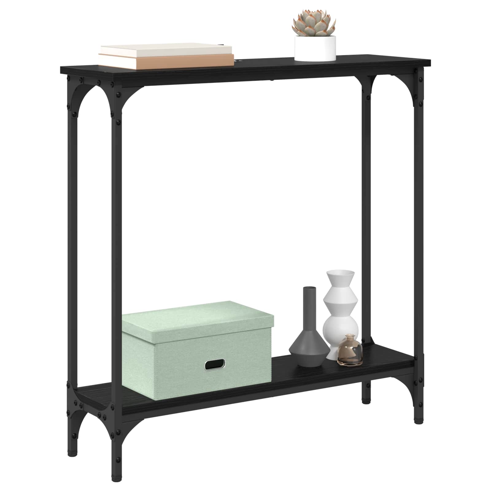 vidaXL Konsola Czarny Dąb 75 x 22,5 x 75 cm Materiał drewnopochodny