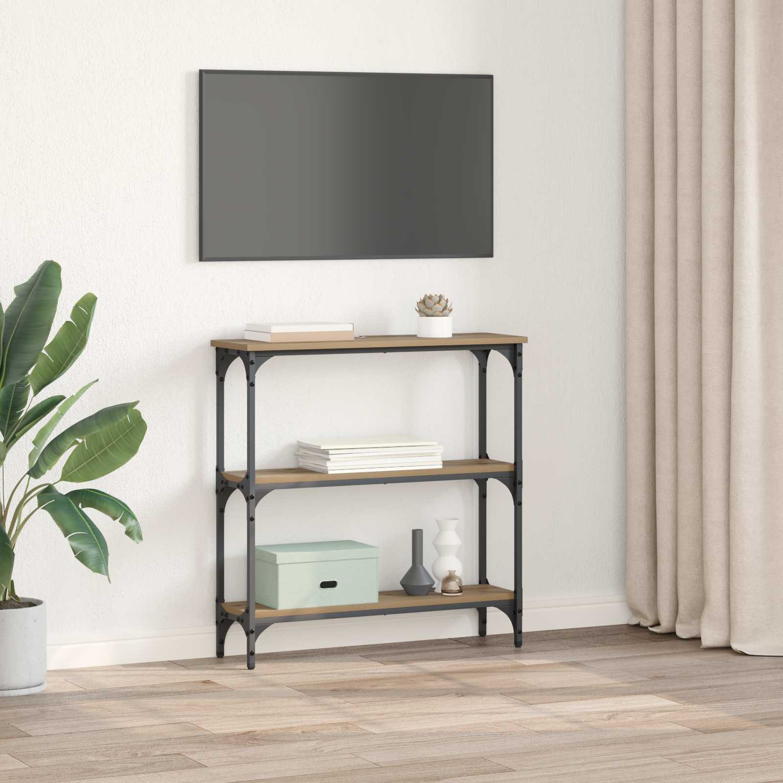 vidaXL Konsola z półką Dąb rzemieślniczy 75 x 22,5 x 75 cm