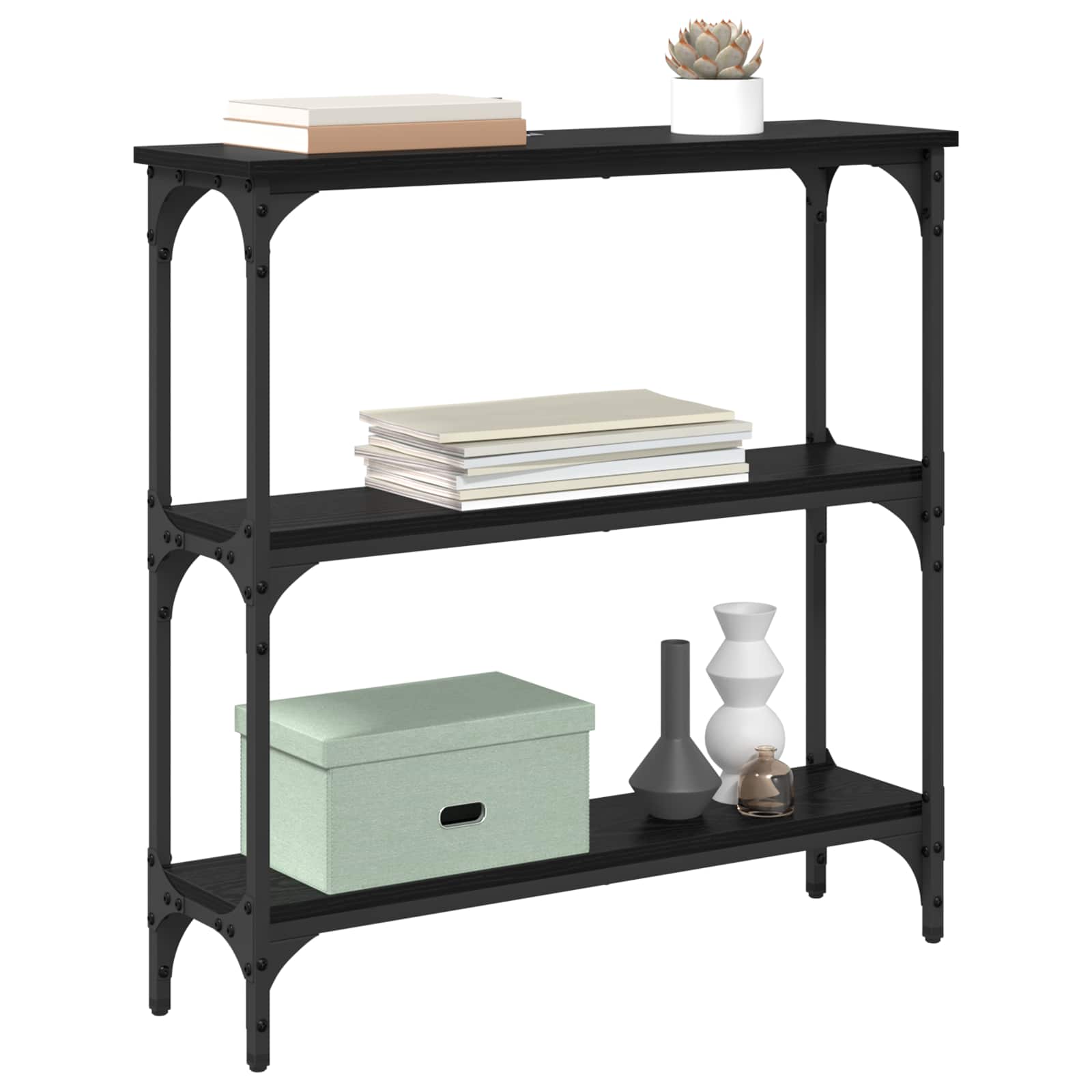 vidaXL Konsola Czarny Dąb 75 x 22,5 x 75 cm Materiał drewnopochodny