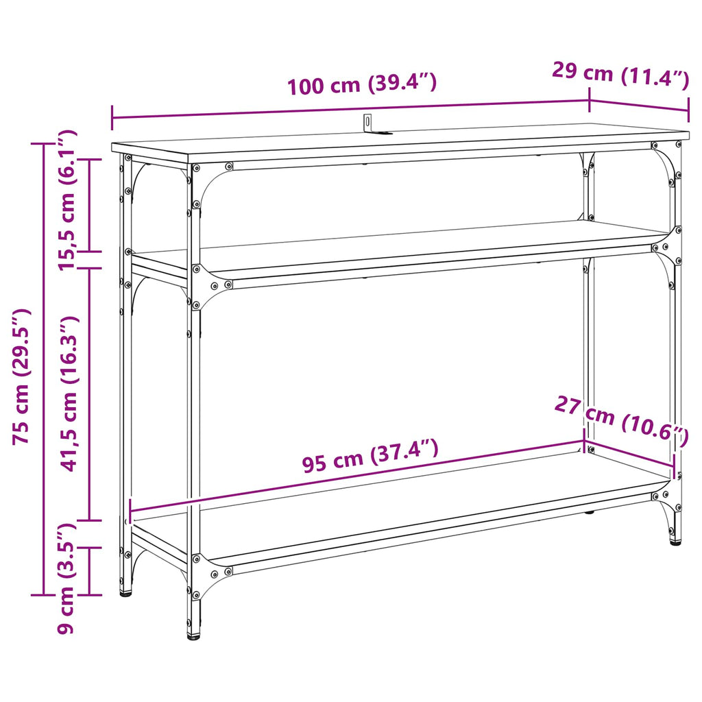 vidaXL Konsola Stare drewno 100 x 29 x 75 cm Materiał drewnopochodny