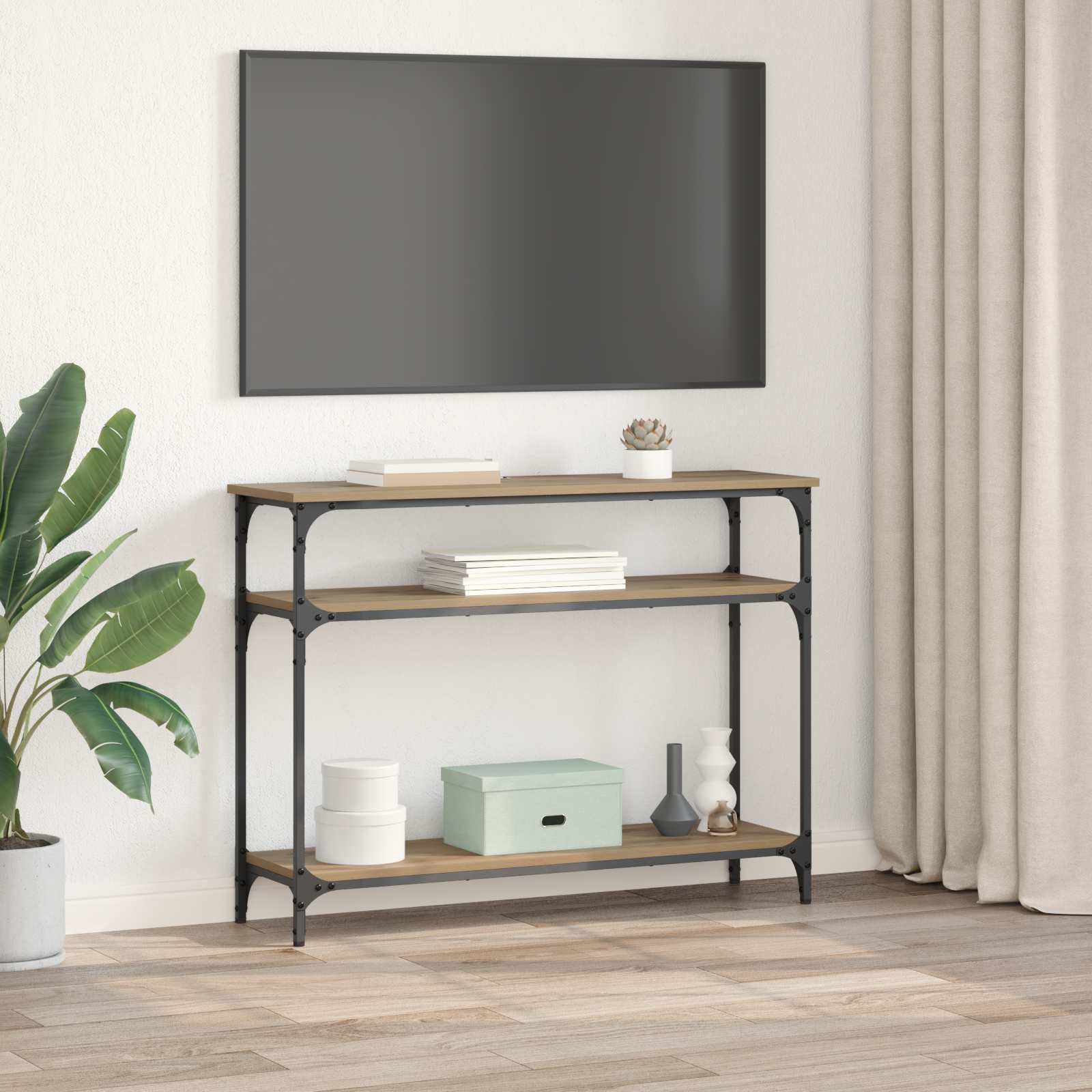 vidaXL Konsola z półką Dąb rzemieślniczy 100 x 29 x 75 cm