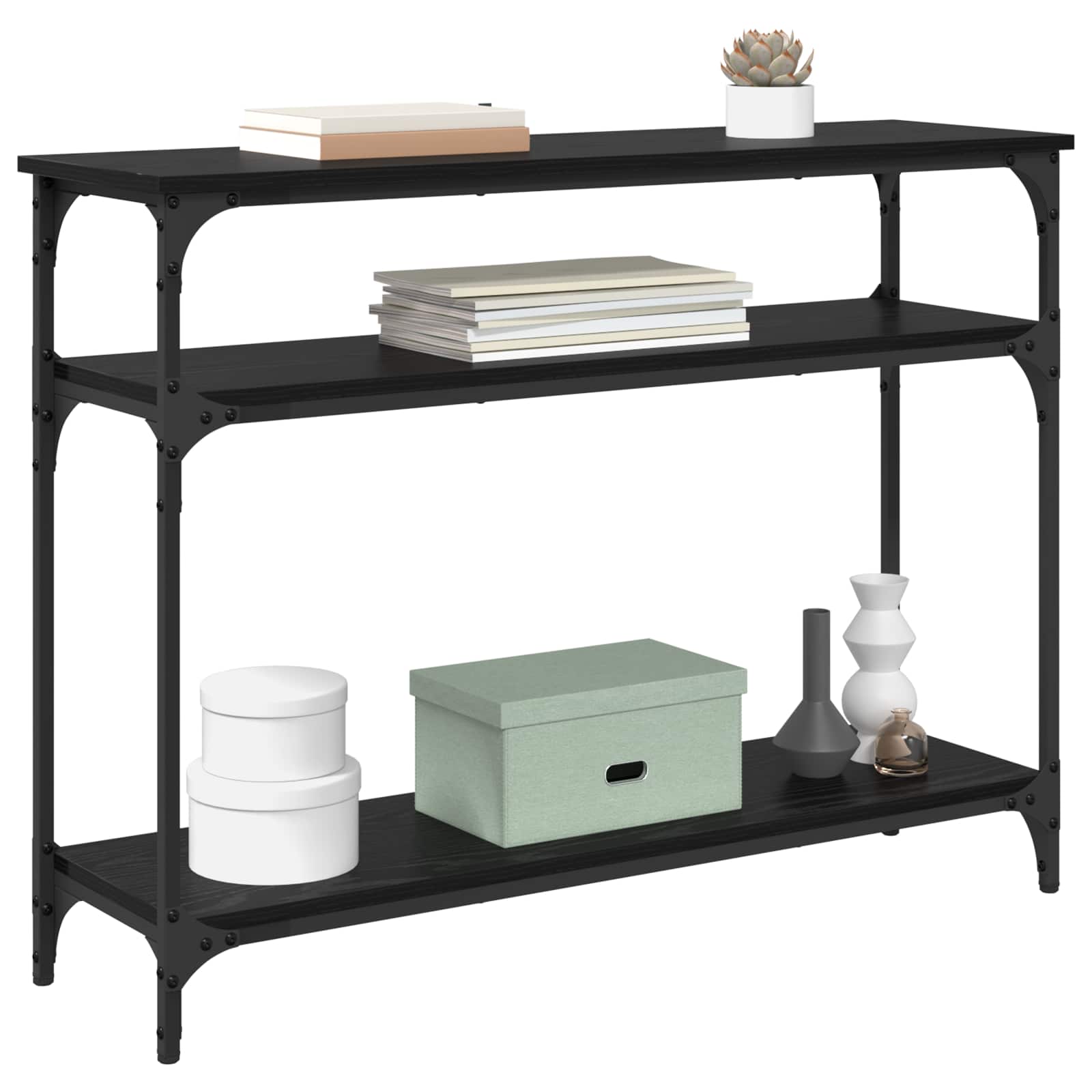 vidaXL Konsola Czarny Dąb 100 x 29 x 75 cm Materiał drewnopochodny