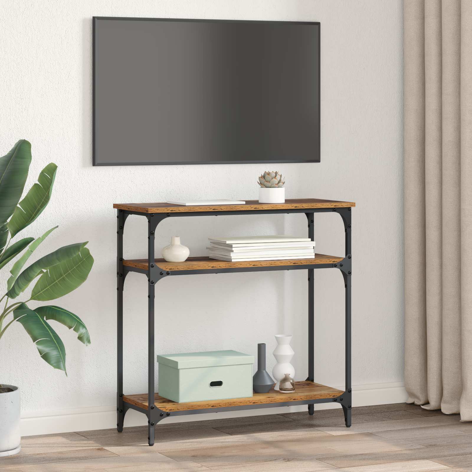 vidaXL Konsola Stare drewno 75 x 29 x 75 cm Materiał drewnopochodny