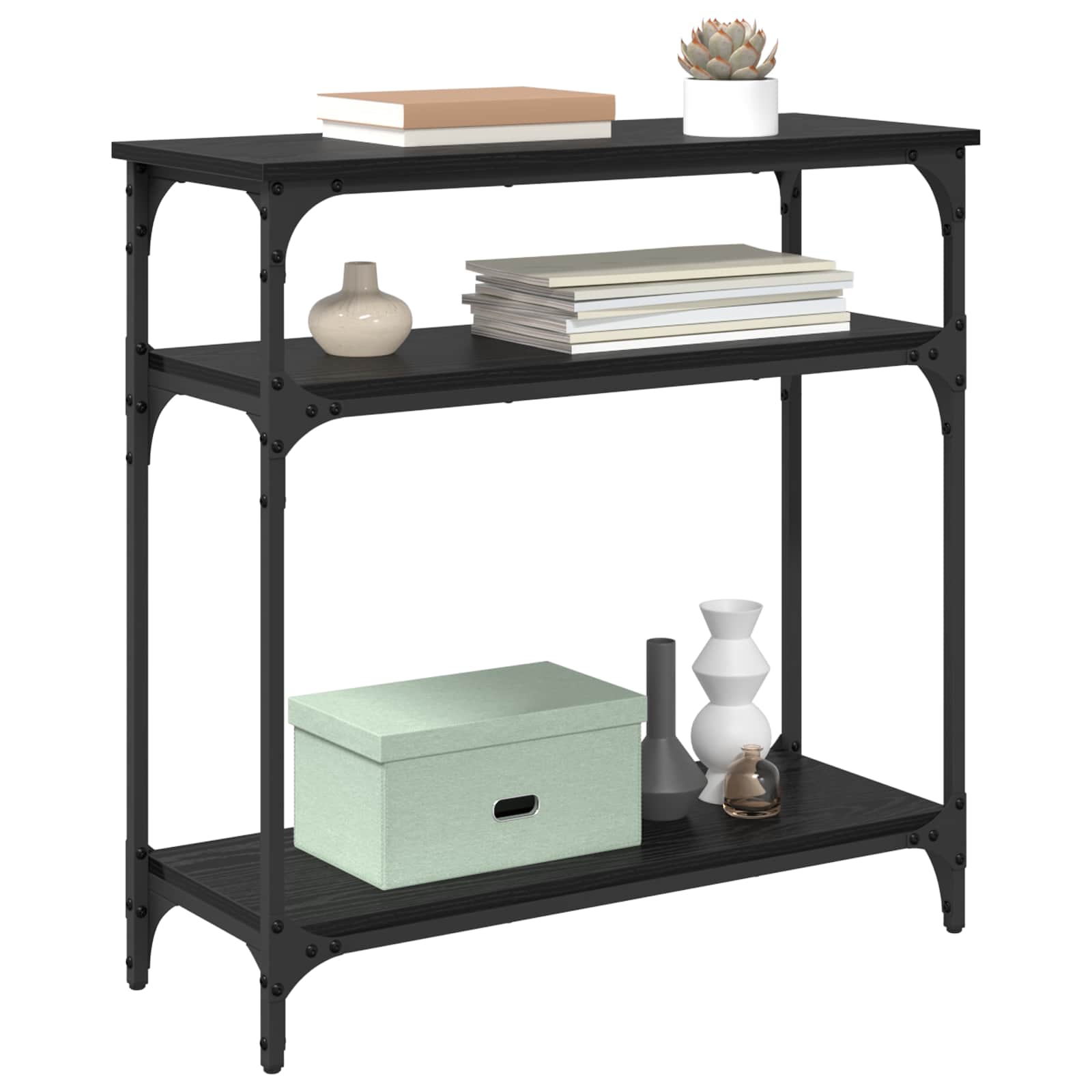 vidaXL Konsola Czarny Dąb 75 x 29 x 75 cm Materiał drewnopochodny