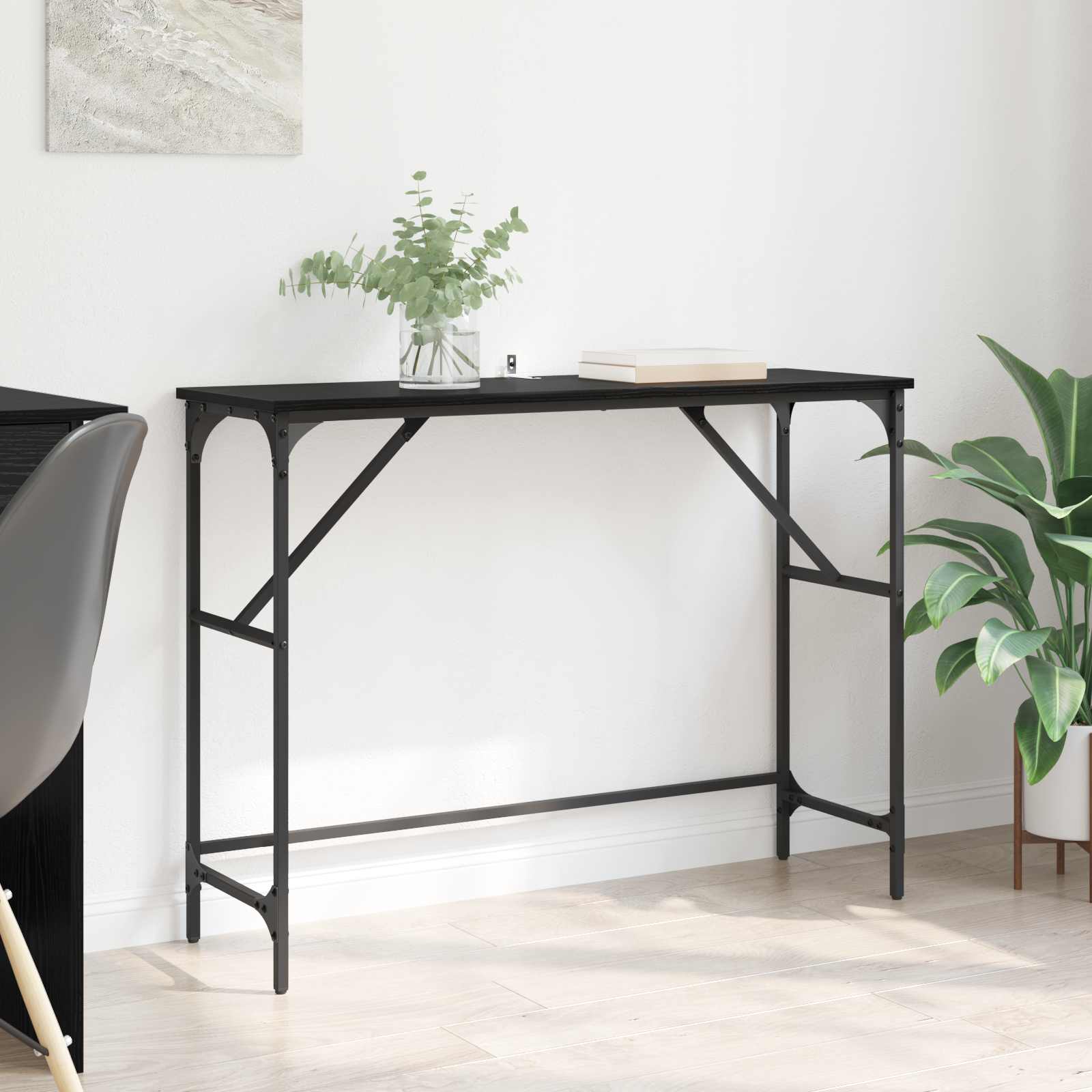 vidaXL Konsola Czarny Dąb 100 x 32 x 75 cm Materiał drewnopochodny