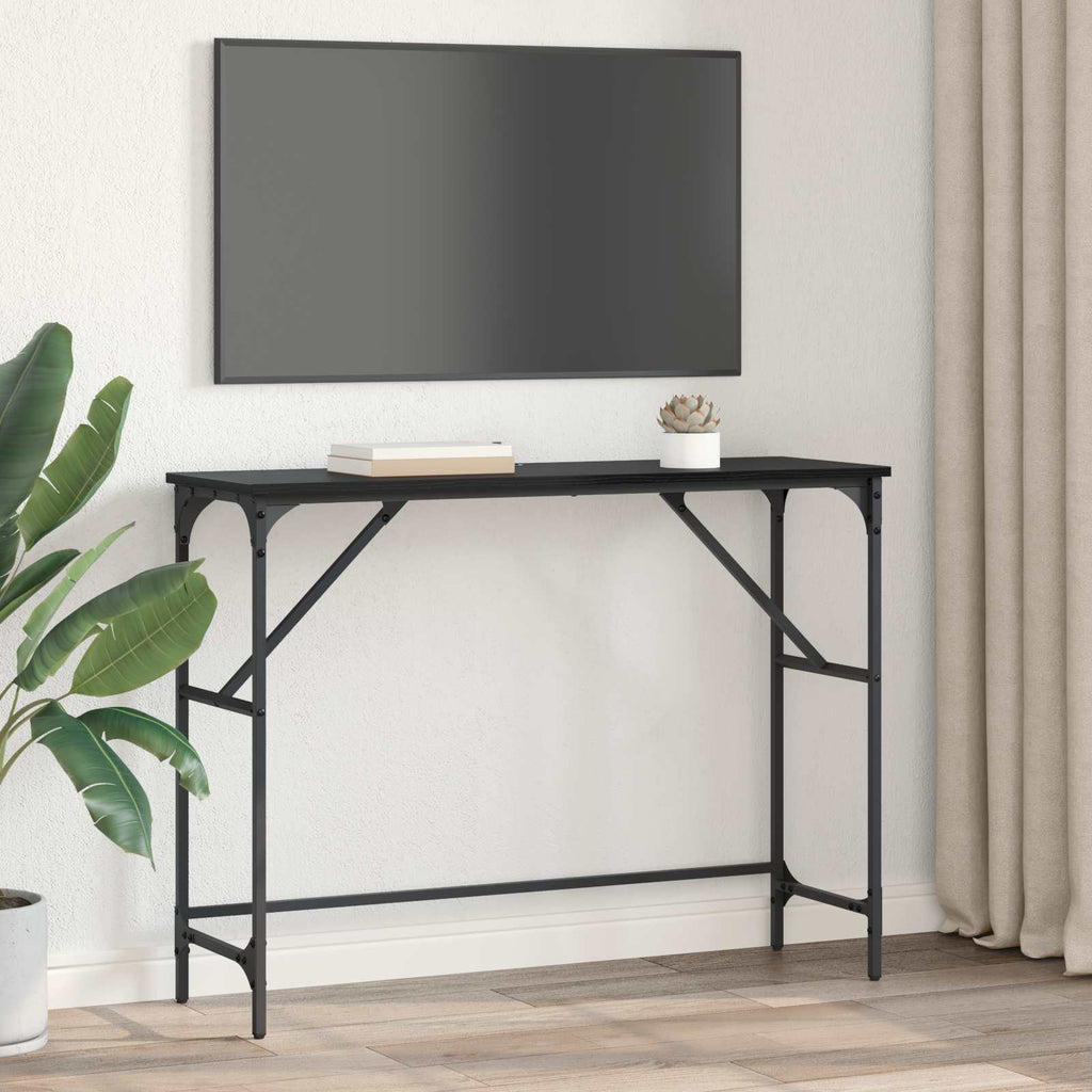 vidaXL Konsola Czarny Dąb 100 x 32 x 75 cm Materiał drewnopochodny
