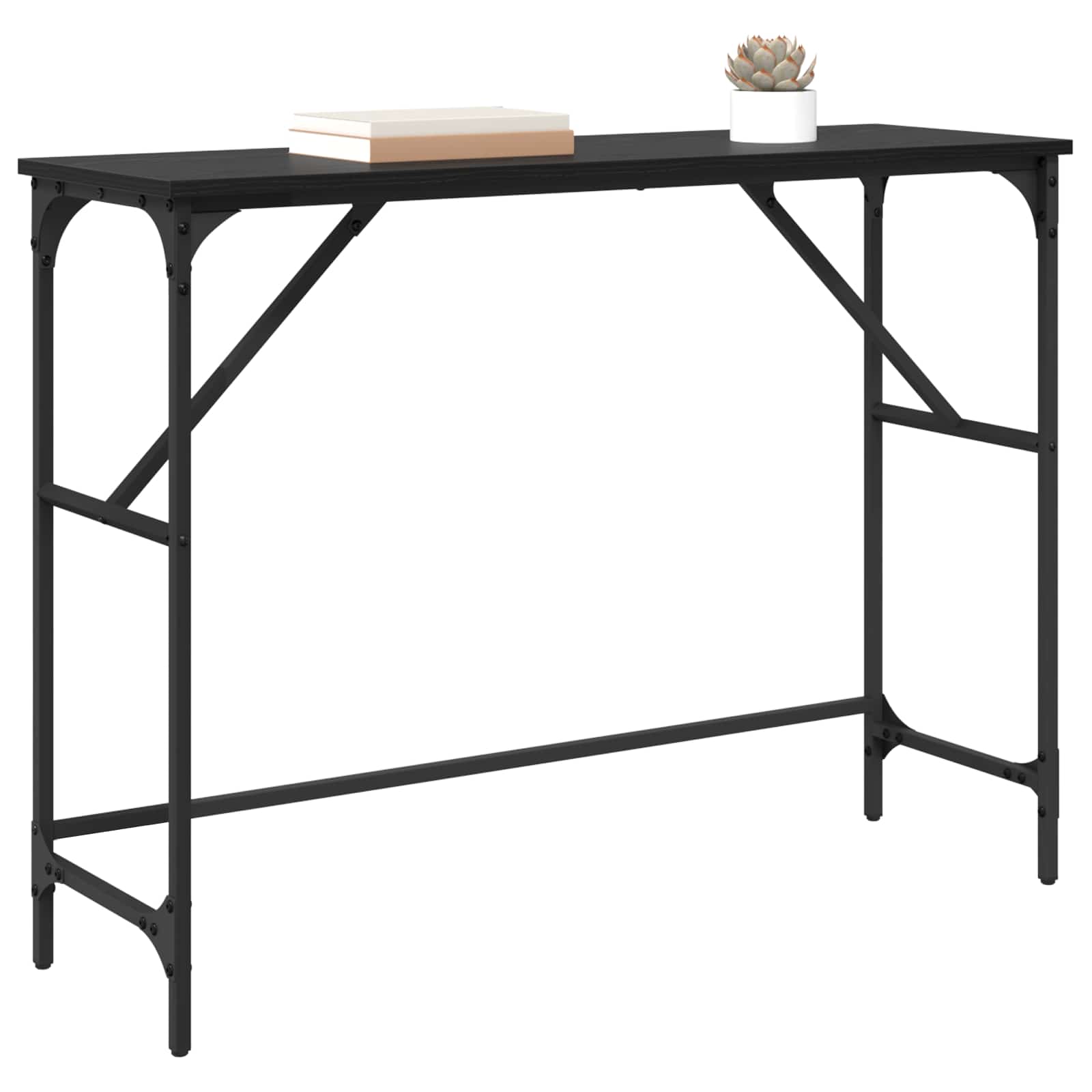 vidaXL Konsola Czarny Dąb 100 x 32 x 75 cm Materiał drewnopochodny