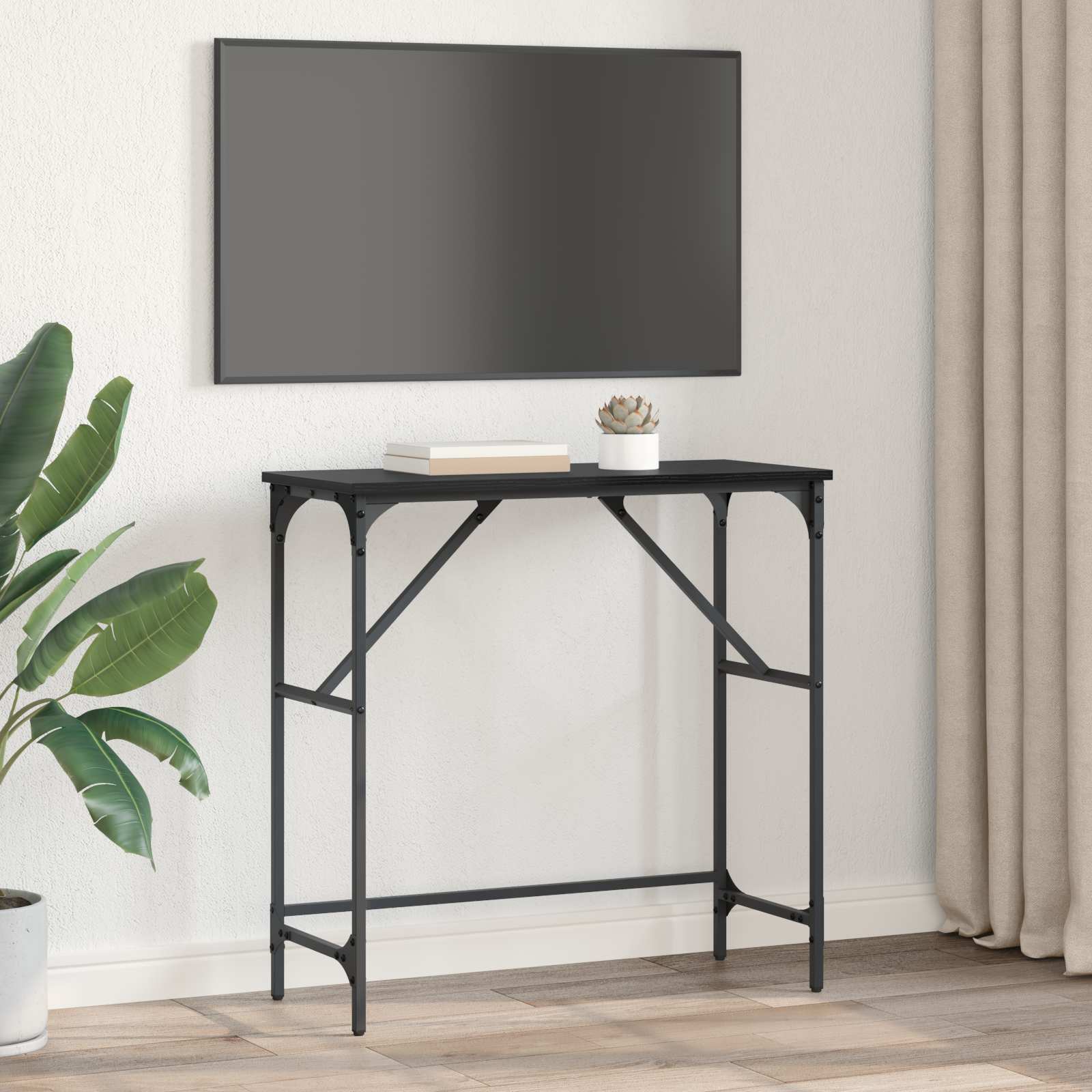 vidaXL Konsola Czarny Dąb 75 x 32 x 75 cm Materiał drewnopochodny