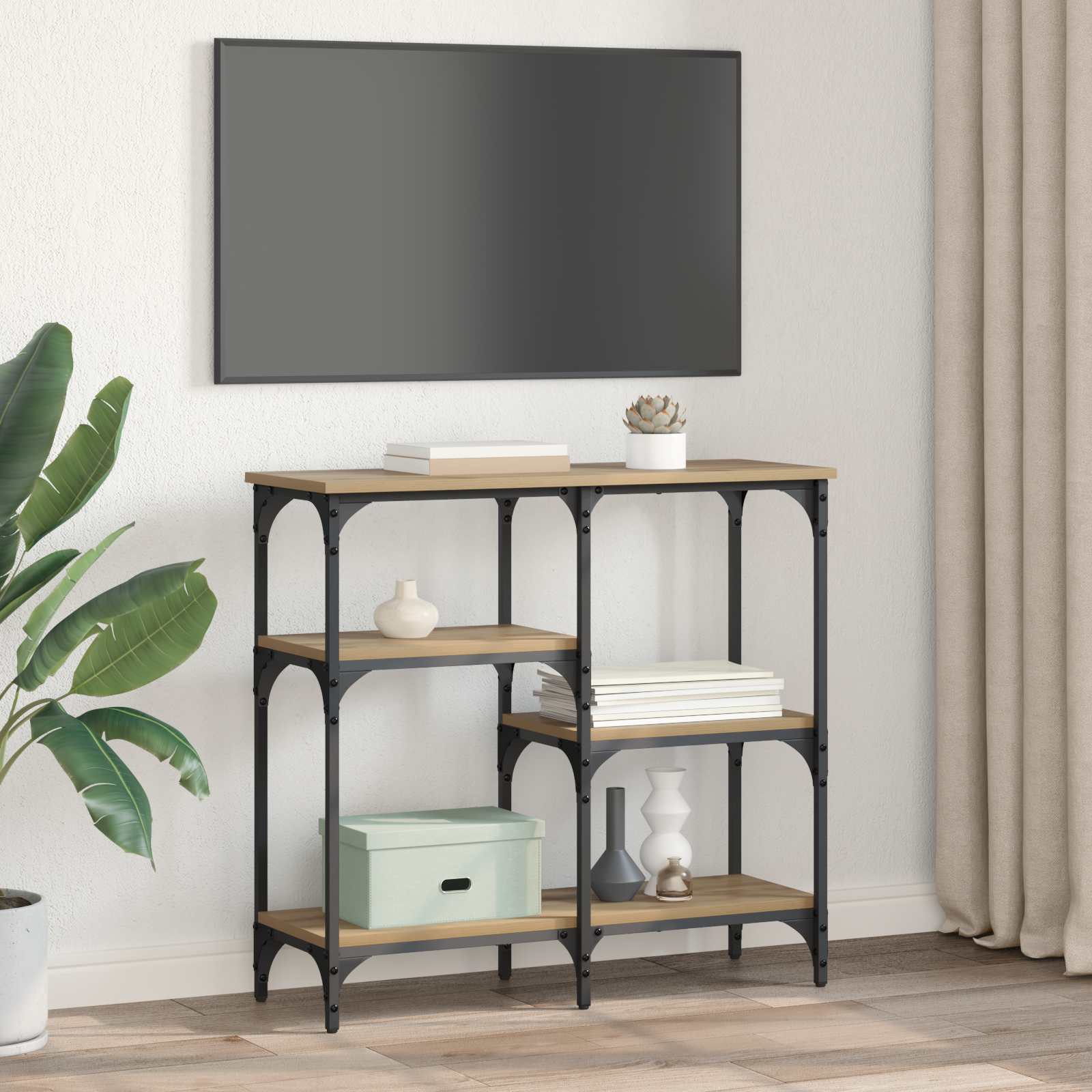 vidaXL Konsola z półką Dąb rzemieślniczy 80 x 29 x 75 cm