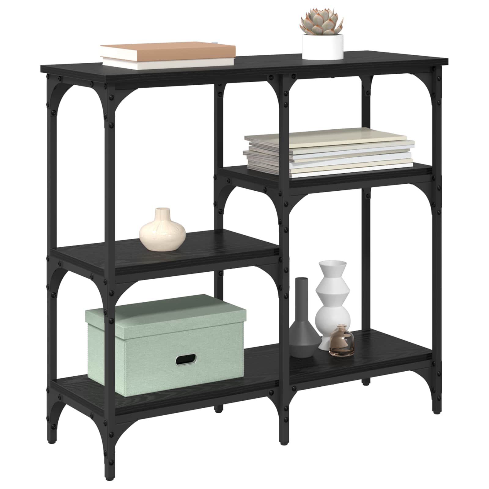 vidaXL Konsola Czarny Dąb 80 x 29 x 75 cm Materiał drewnopochodny