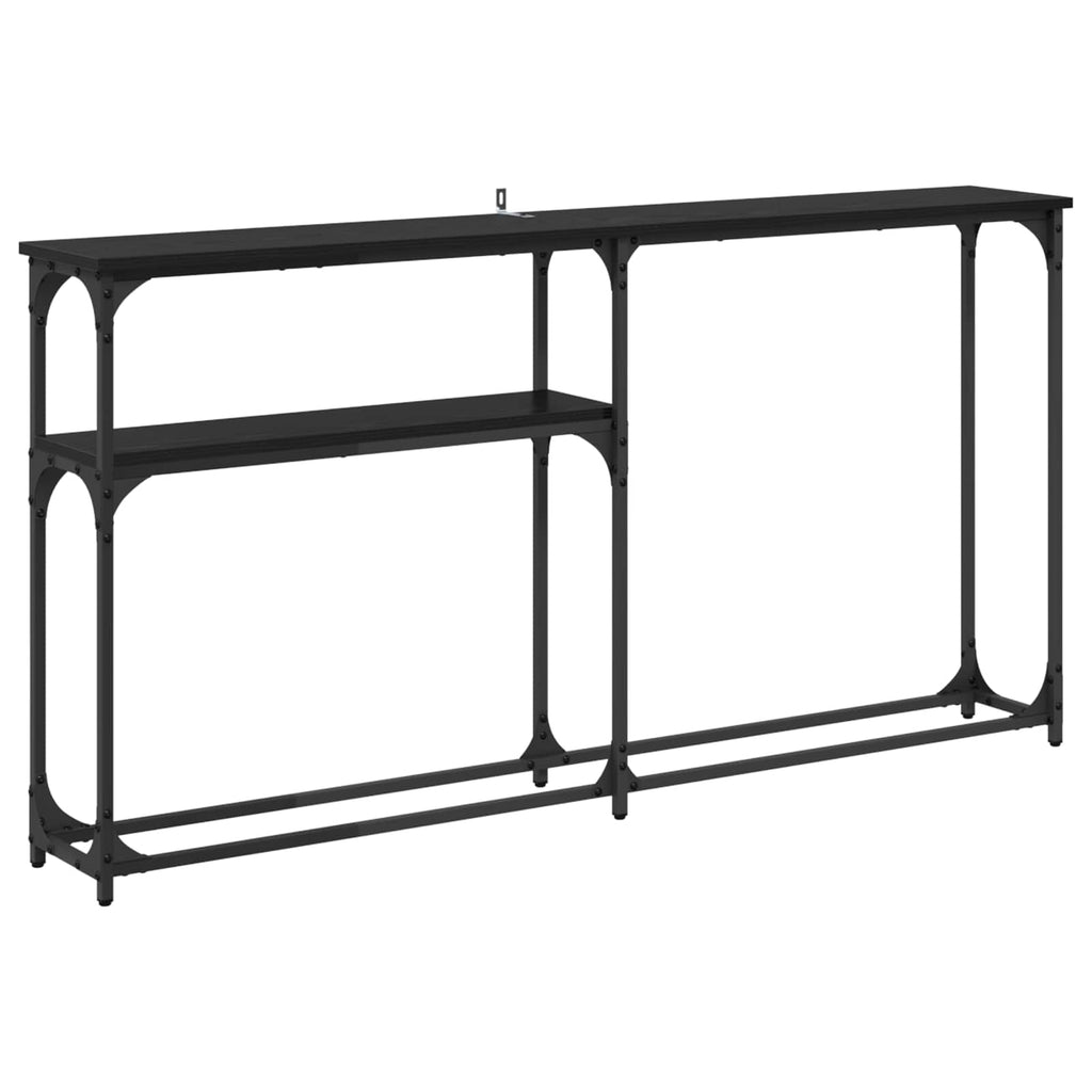 vidaXL StolikKonsolowy Czarny Dąb 146 x 22.5 x 75 cm