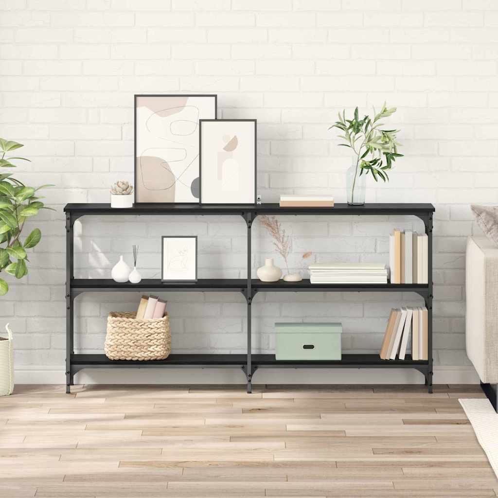 vidaXL Konsola Czarny Dąb 150 x 29 x 75 cm Drewno inżynieryjne i metal