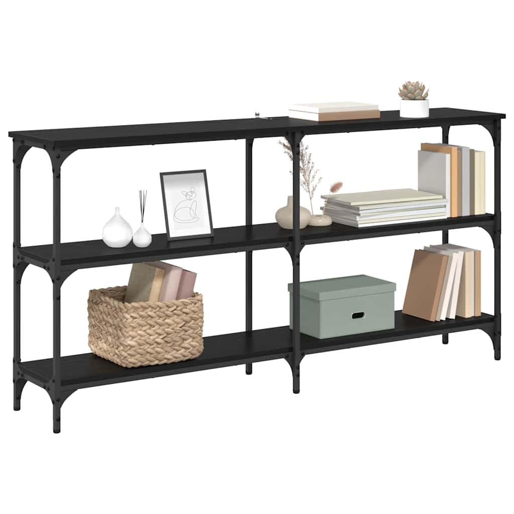 vidaXL Konsola Czarny Dąb 150 x 29 x 75 cm Drewno inżynieryjne i metal