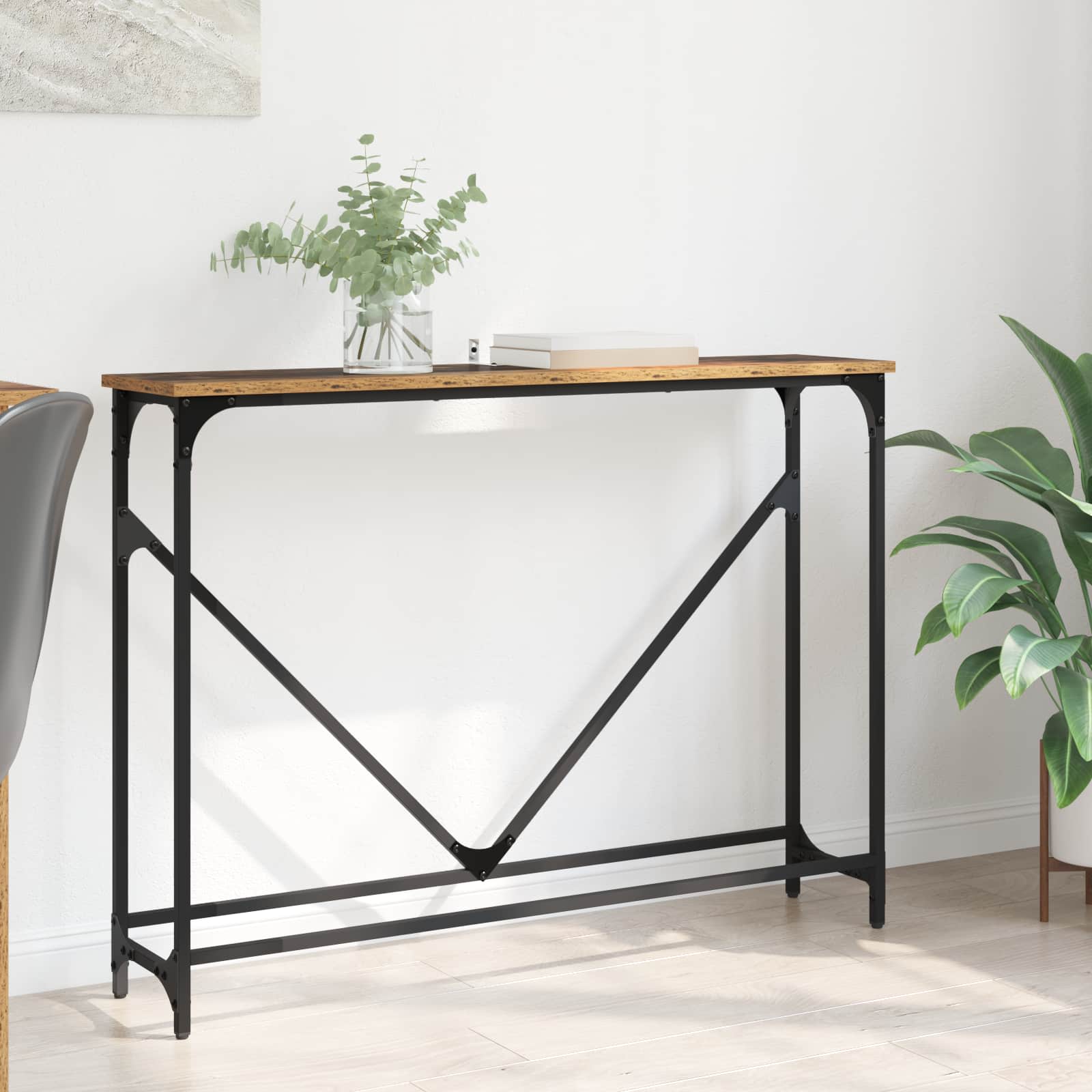 vidaXL Konsola Stare drewno 102 x 23 x 75 cm Materiał drewnopochodny