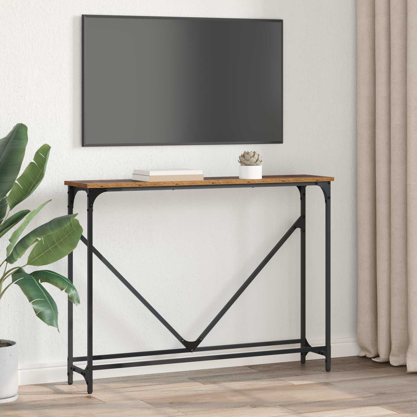 vidaXL Konsola Stare drewno 102 x 23 x 75 cm Materiał drewnopochodny