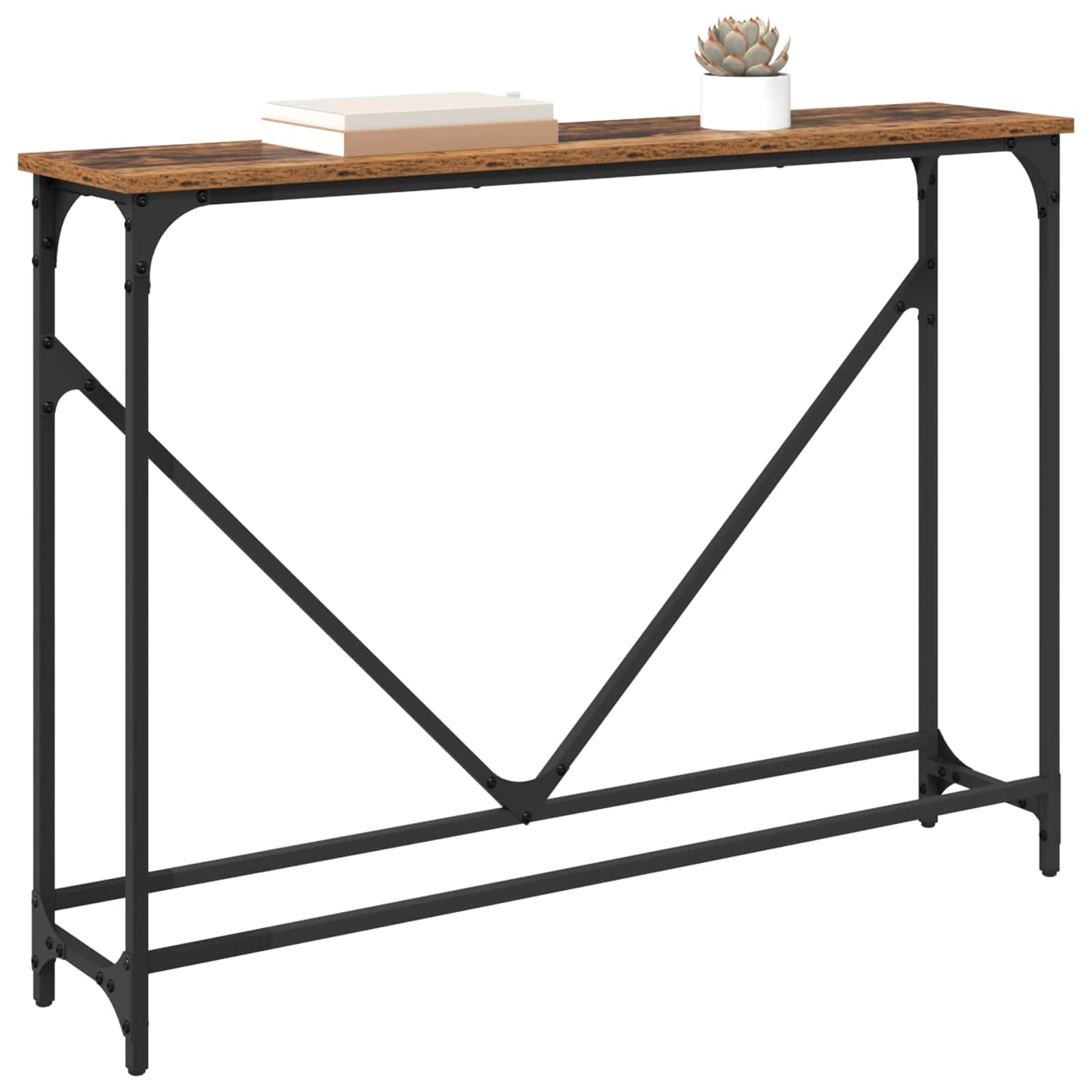 vidaXL Konsola Stare drewno 102 x 23 x 75 cm Materiał drewnopochodny