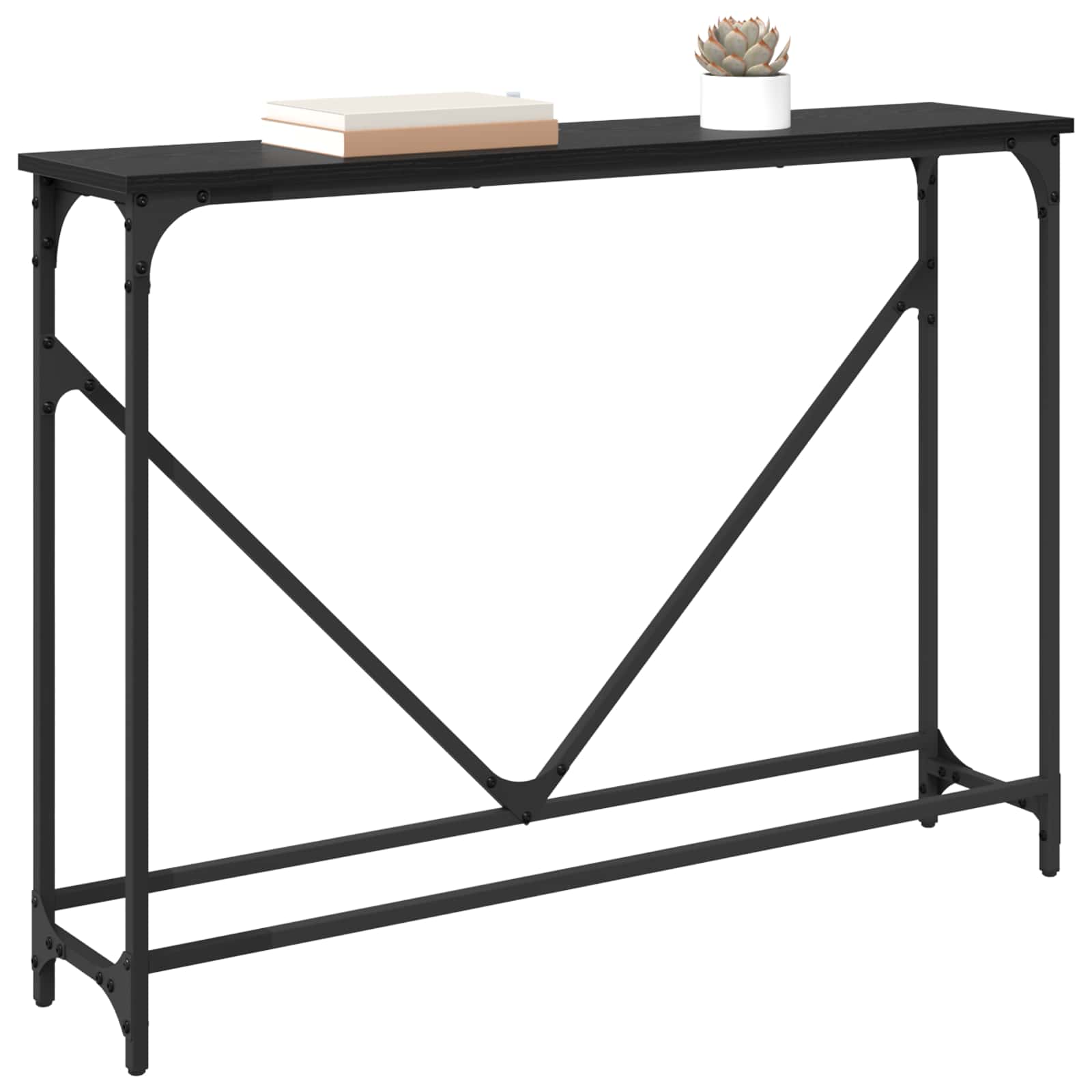 vidaXL Konsola Czarny Dąb 102 x 23 x 75 cm Materiał drewnopochodny