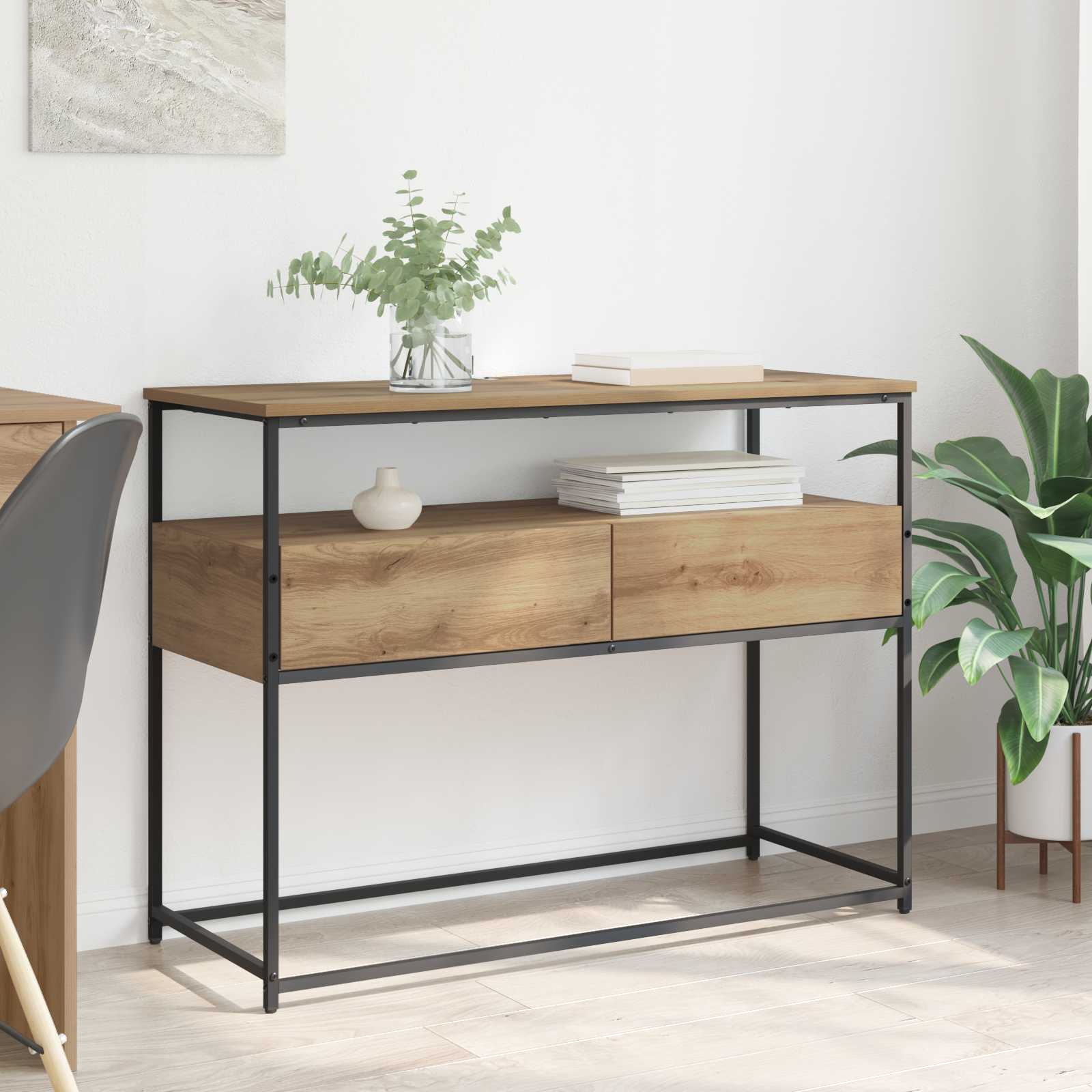 vidaXL Konsola z szufladą Dąb rzemieślniczy 100 x 40 x 75 cm