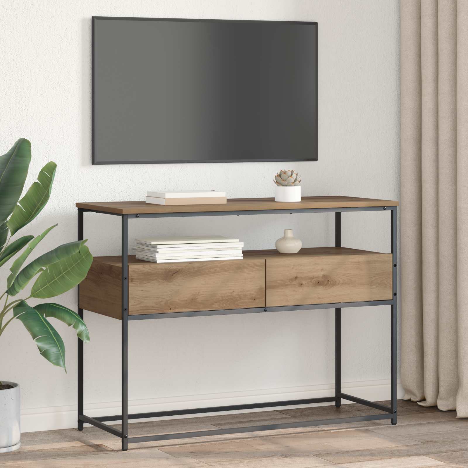 vidaXL Konsola z szufladą Dąb rzemieślniczy 100 x 40 x 75 cm