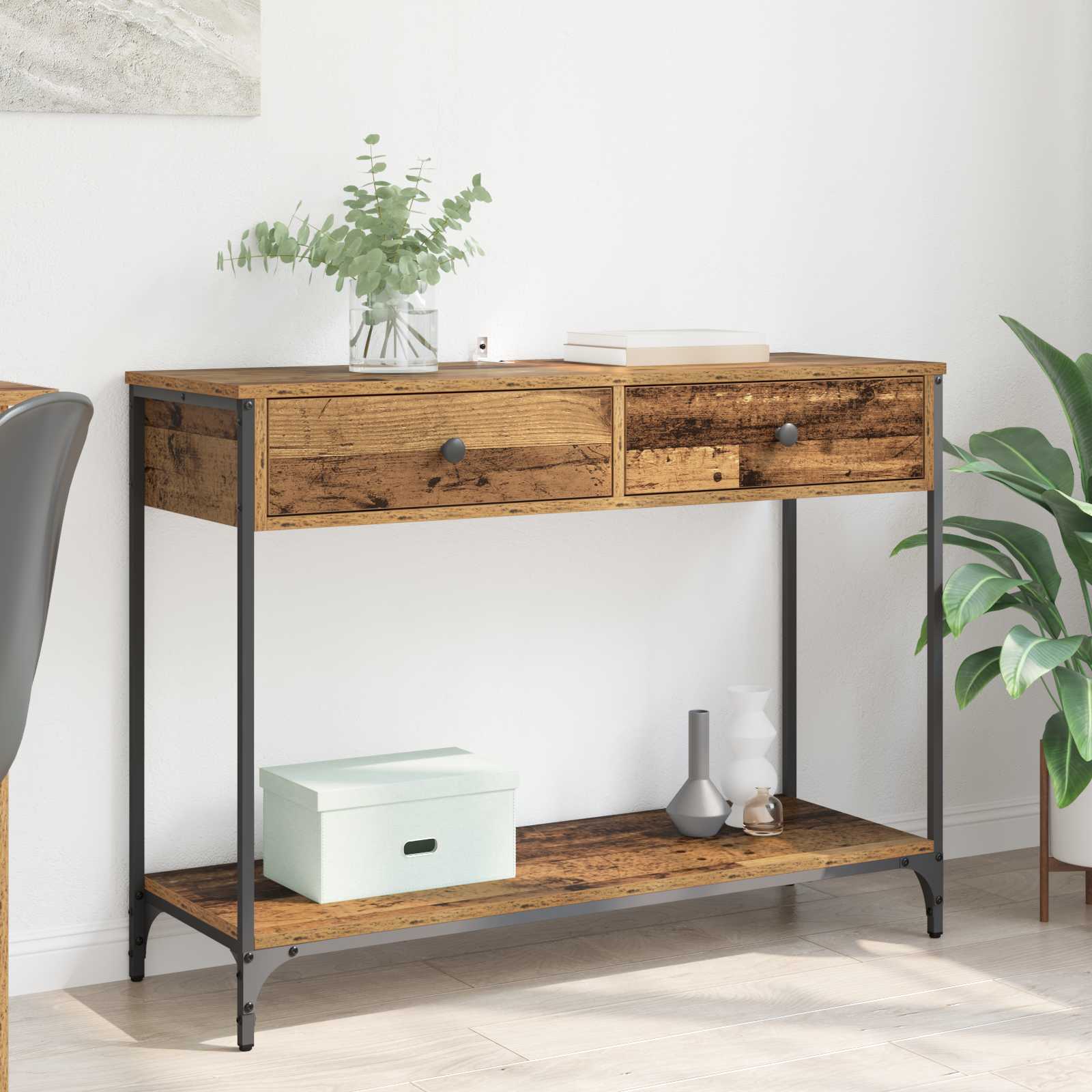 vidaXL Konsola Stare drewno 100 x 34,5 x 75 cm Materiał drewnopochodny
