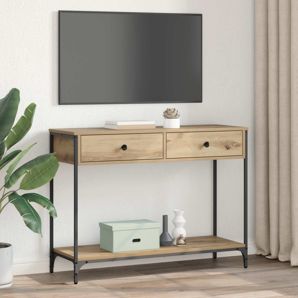 vidaXL Konsola z szufladą Dąb rzemieślniczy 100 x 34,5 x 75 cm