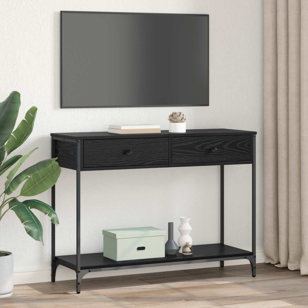 vidaXL Konsola Czarny Dąb 100 x 34,5 x 75 cm Materiał drewnopochodny