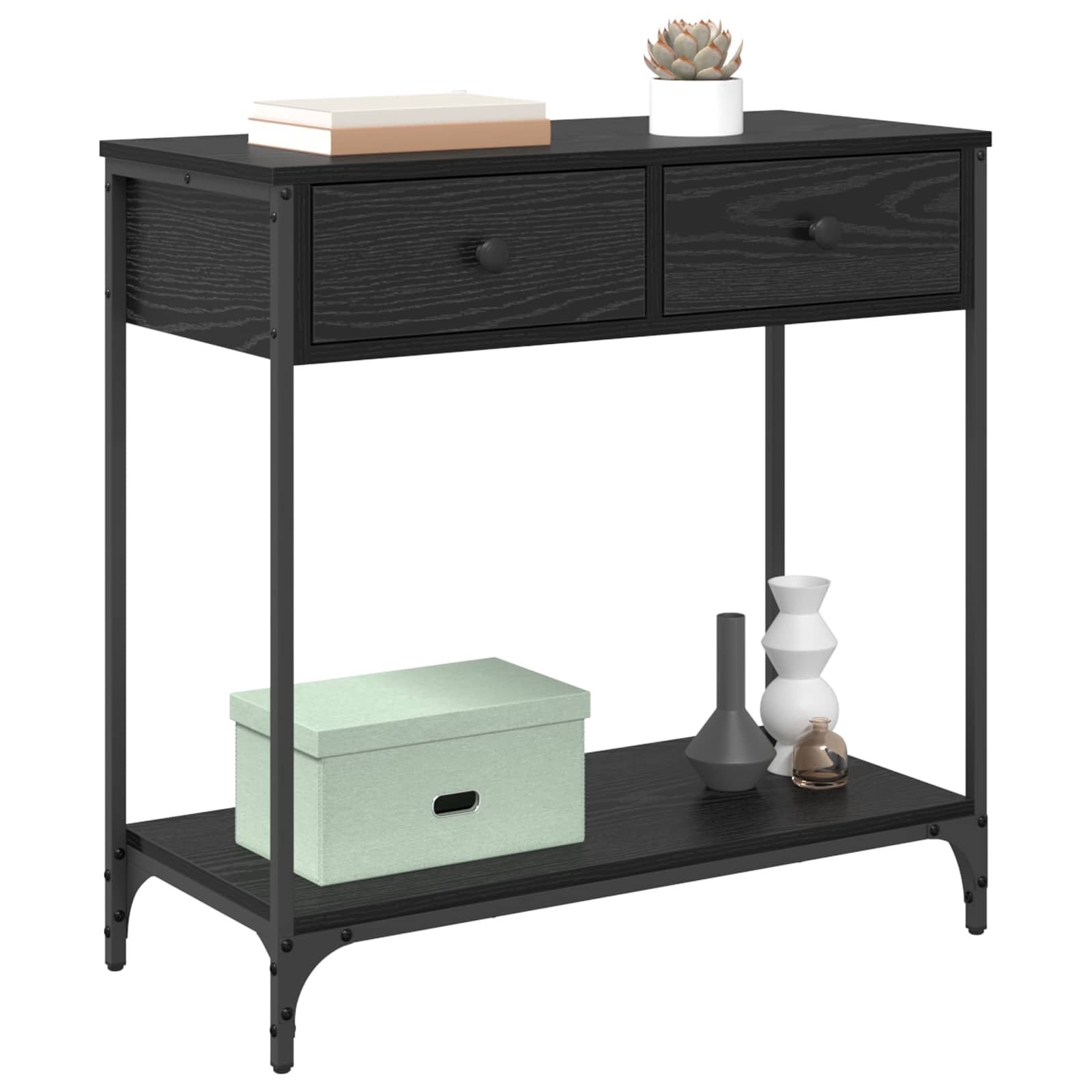 vidaXL Konsola Czarny Dąb 75 x 34,5 x 75 cm Materiał drewnopochodny
