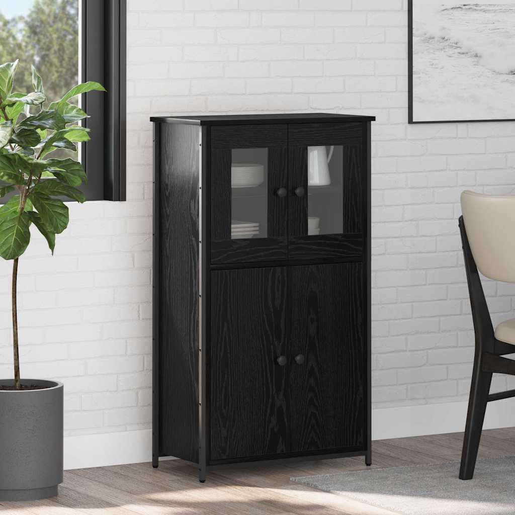 vidaXL Highboard Czarny Dąb 62 x 32 x 106,5 cm Materiał drewnopochodny