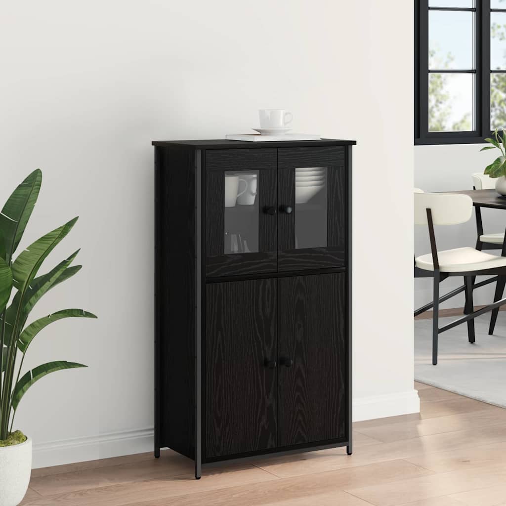 vidaXL Highboard Czarny Dąb 62 x 32 x 106,5 cm Materiał drewnopochodny