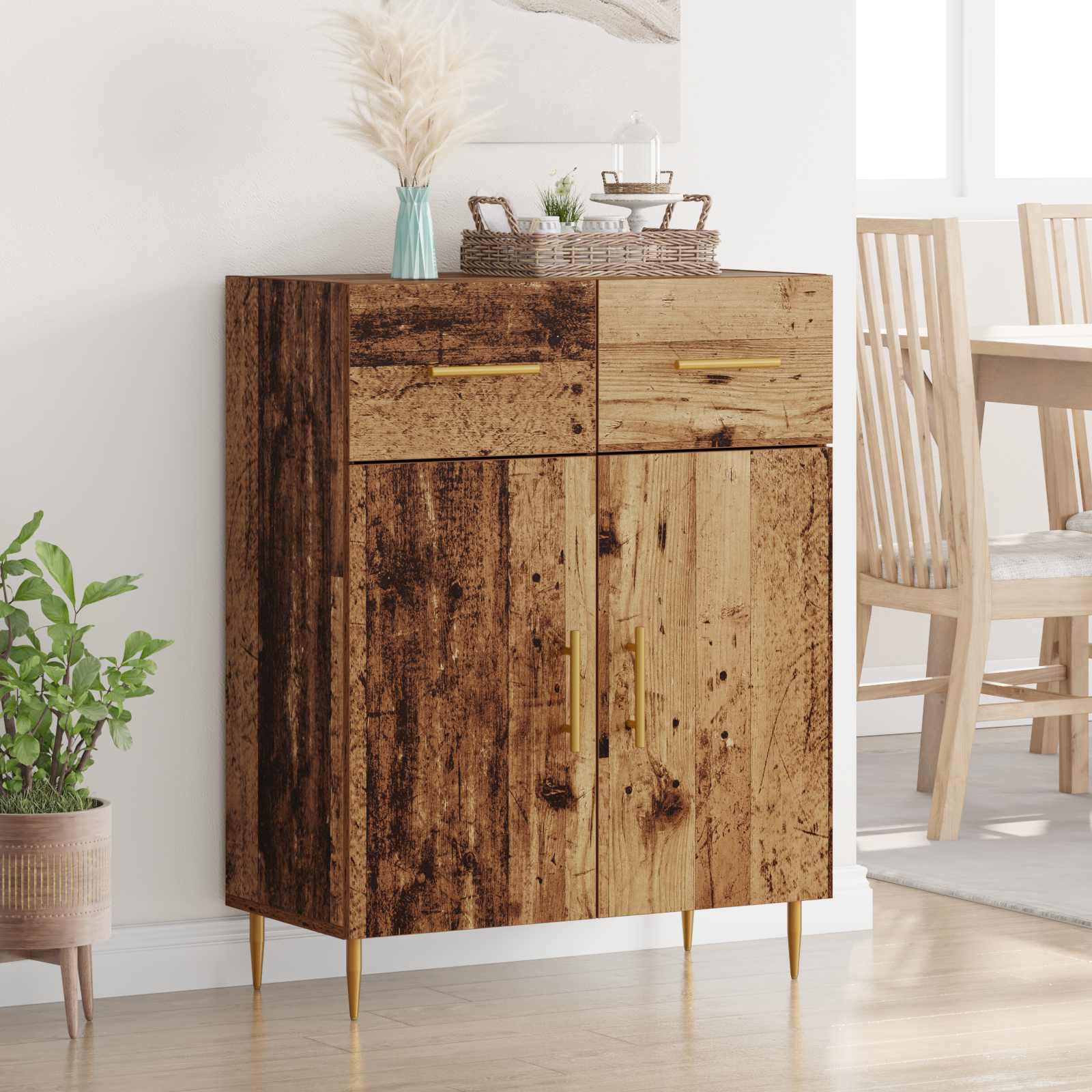 vidaXL Bufet Stare drewno 69,5 x 34 x 90 cm Materiał drewnopochodny