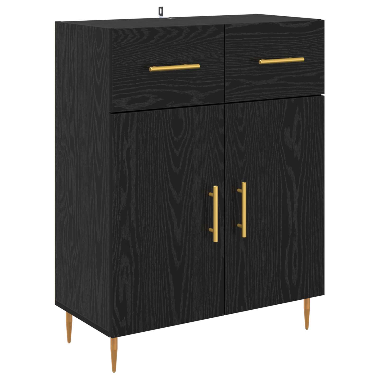 vidaXL Bufet Czarny Dąb 69,5 x 34 x 90 cm Materiał drewnopochodny
