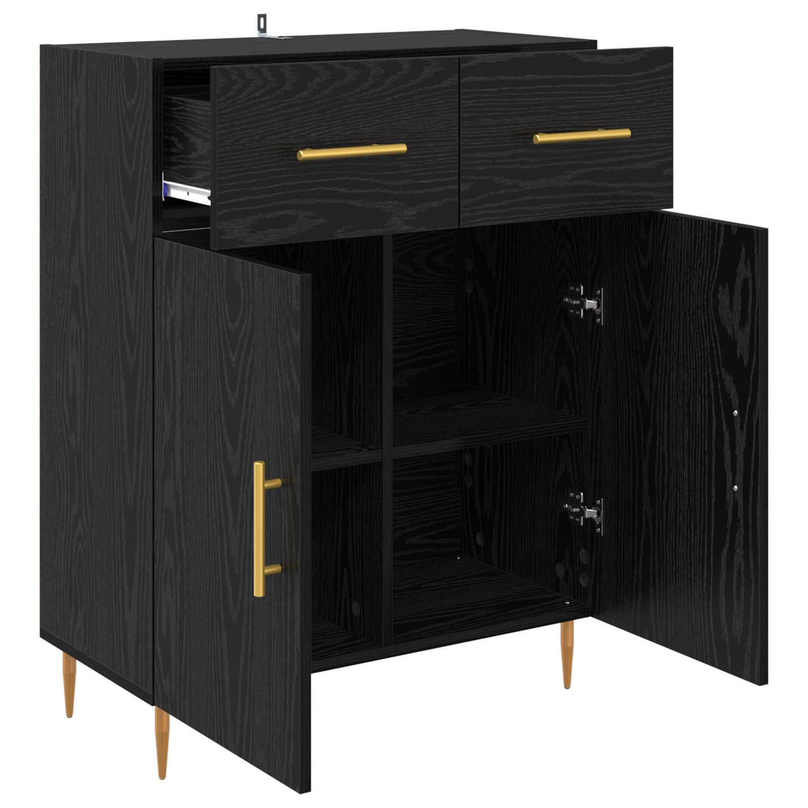 vidaXL Bufet Czarny Dąb 69,5 x 34 x 90 cm Materiał drewnopochodny