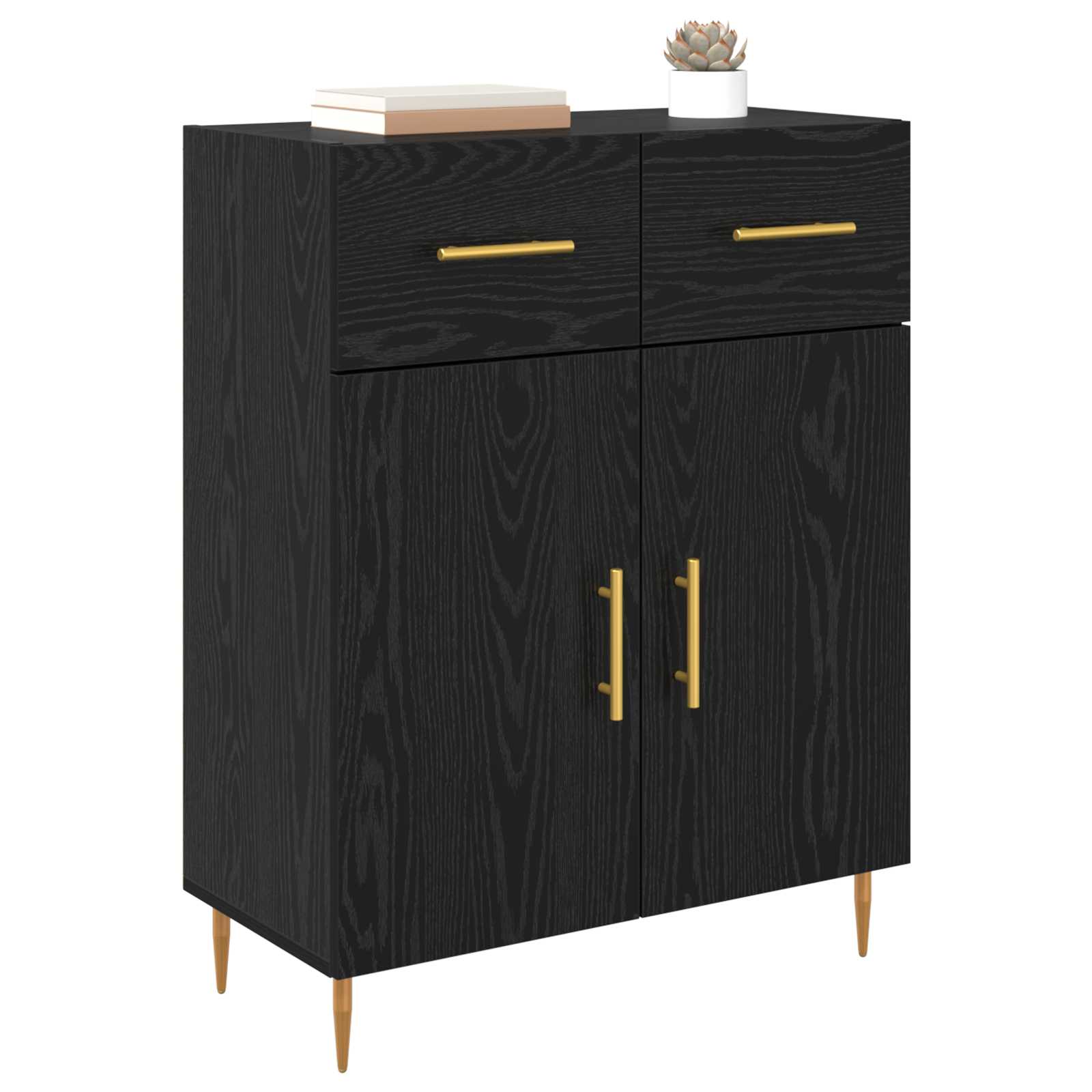 vidaXL Bufet Czarny Dąb 69,5 x 34 x 90 cm Materiał drewnopochodny