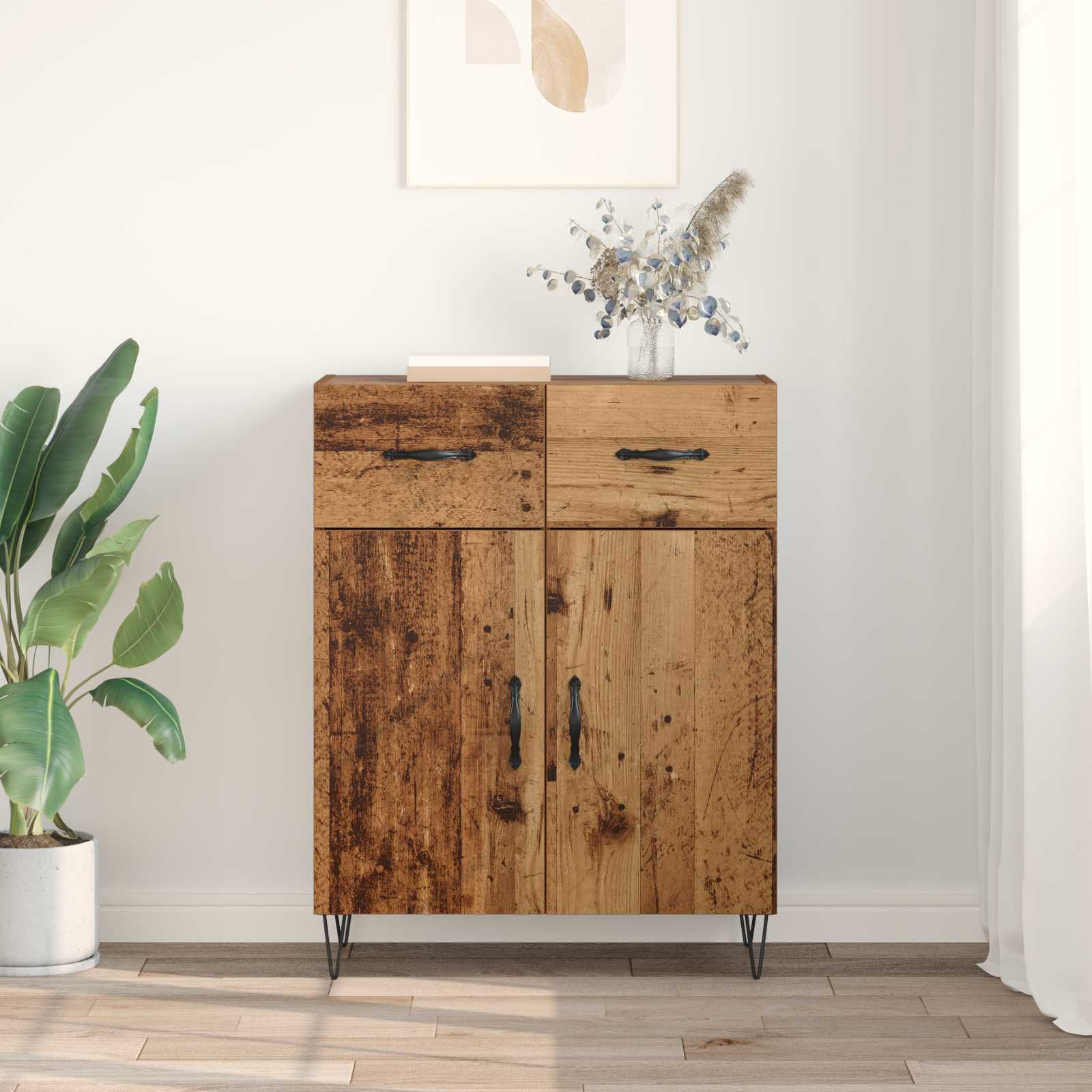 vidaXL Bufet Stare drewno 69,5 x 34 x 90 cm Materiał drewnopochodny