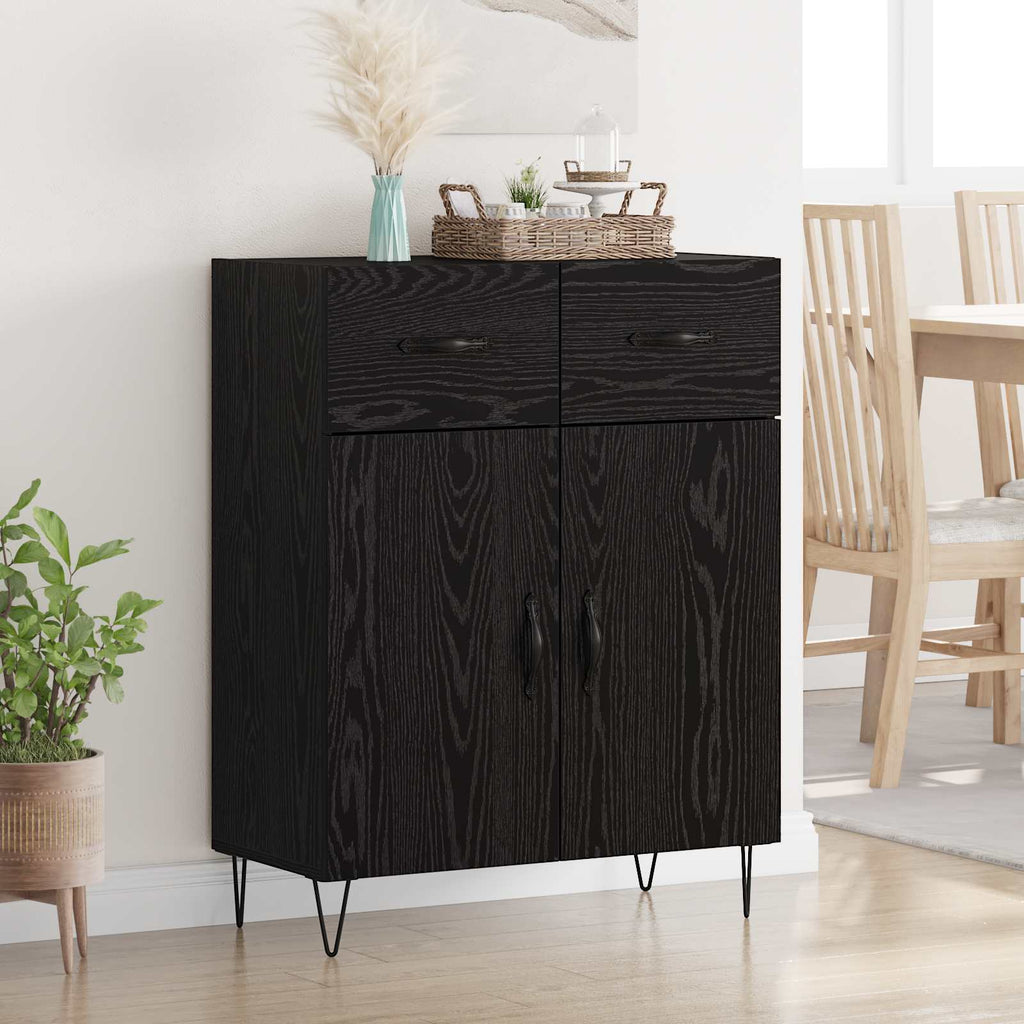 vidaXL Bufet Czarny Dąb 69,5 x 34 x 90 cm Materiał drewnopochodny