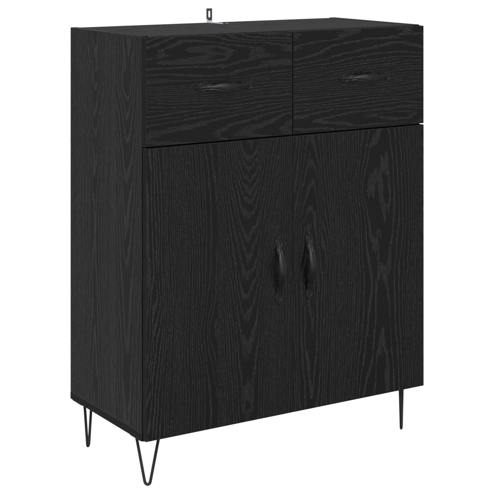 vidaXL Bufet Czarny Dąb 69,5 x 34 x 90 cm Materiał drewnopochodny