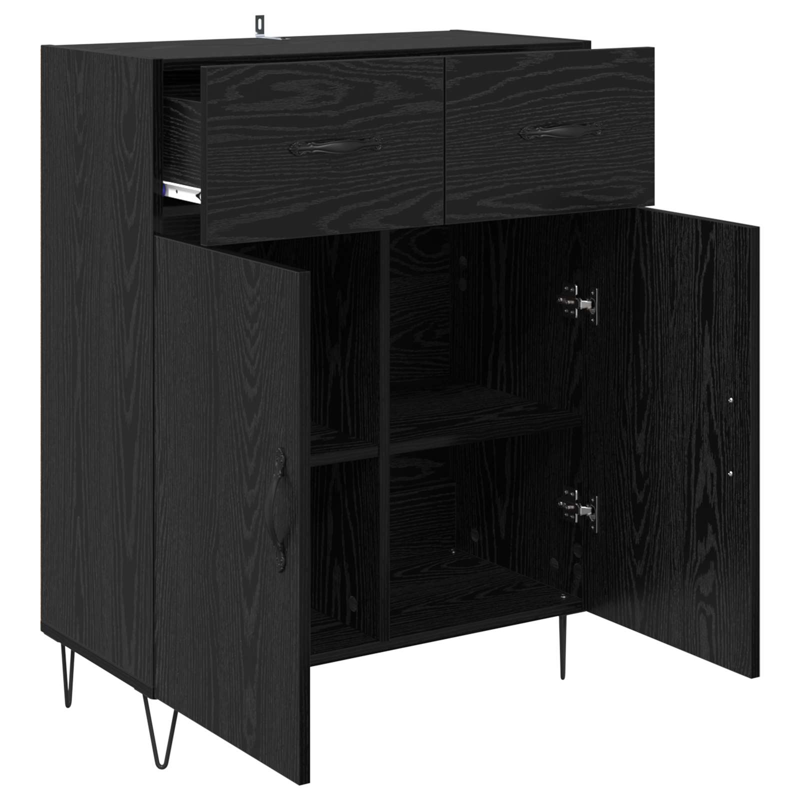 vidaXL Bufet Czarny Dąb 69,5 x 34 x 90 cm Materiał drewnopochodny