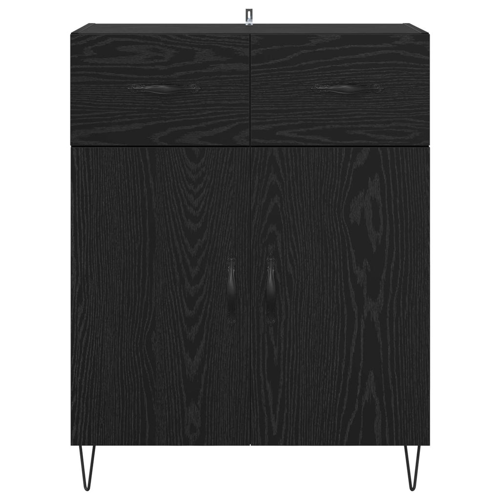 vidaXL Bufet Czarny Dąb 69,5 x 34 x 90 cm Materiał drewnopochodny