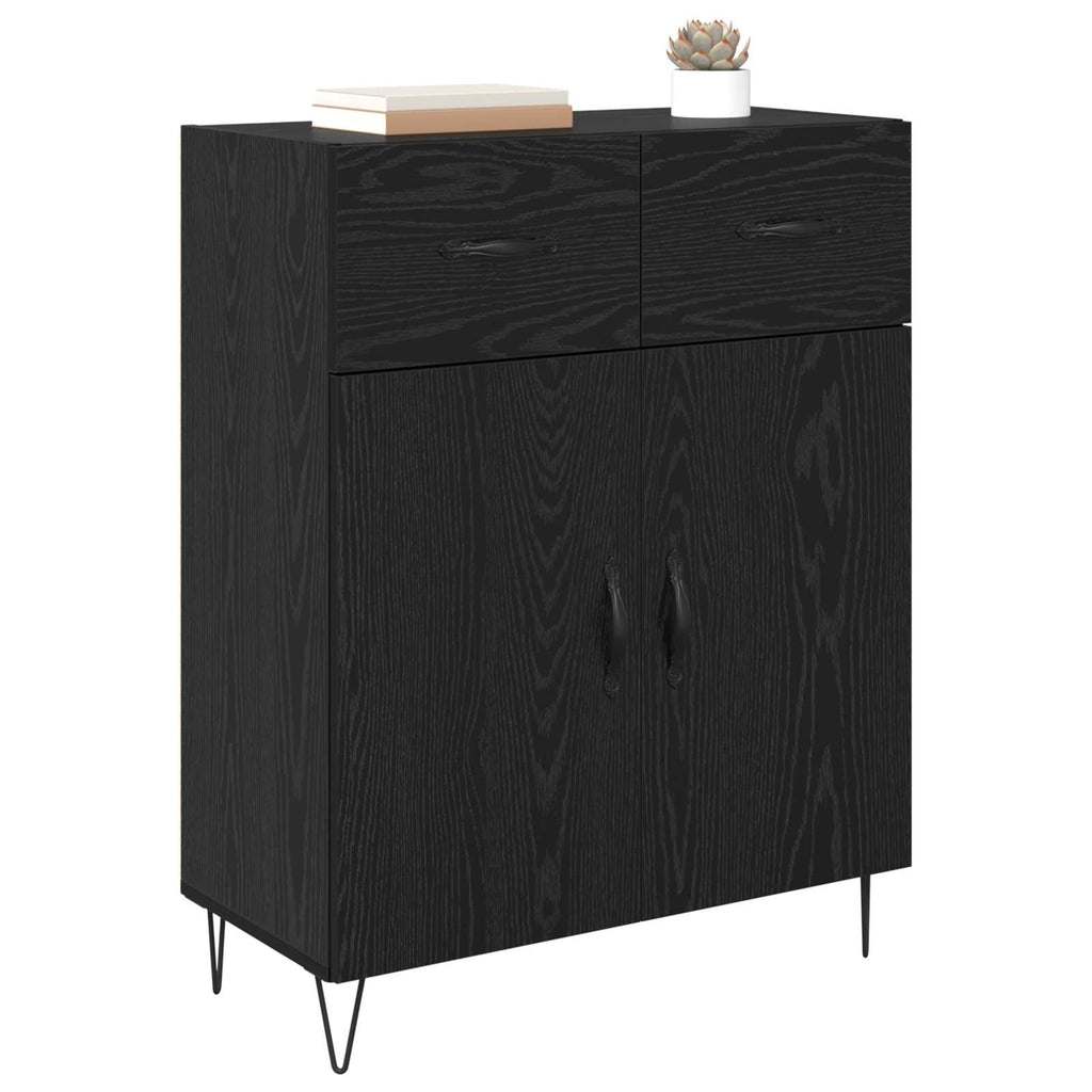 vidaXL Bufet Czarny Dąb 69,5 x 34 x 90 cm Materiał drewnopochodny