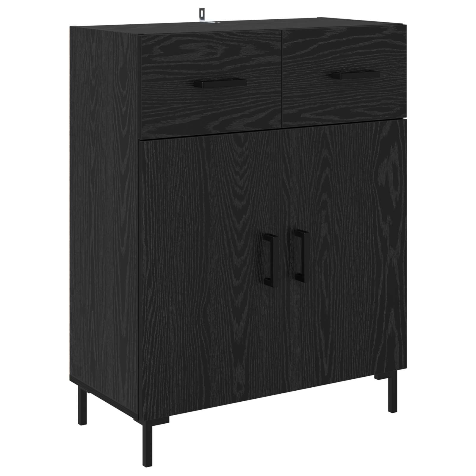 vidaXL Bufet Czarny Dąb 69,5 x 34 x 90 cm Materiał drewnopochodny