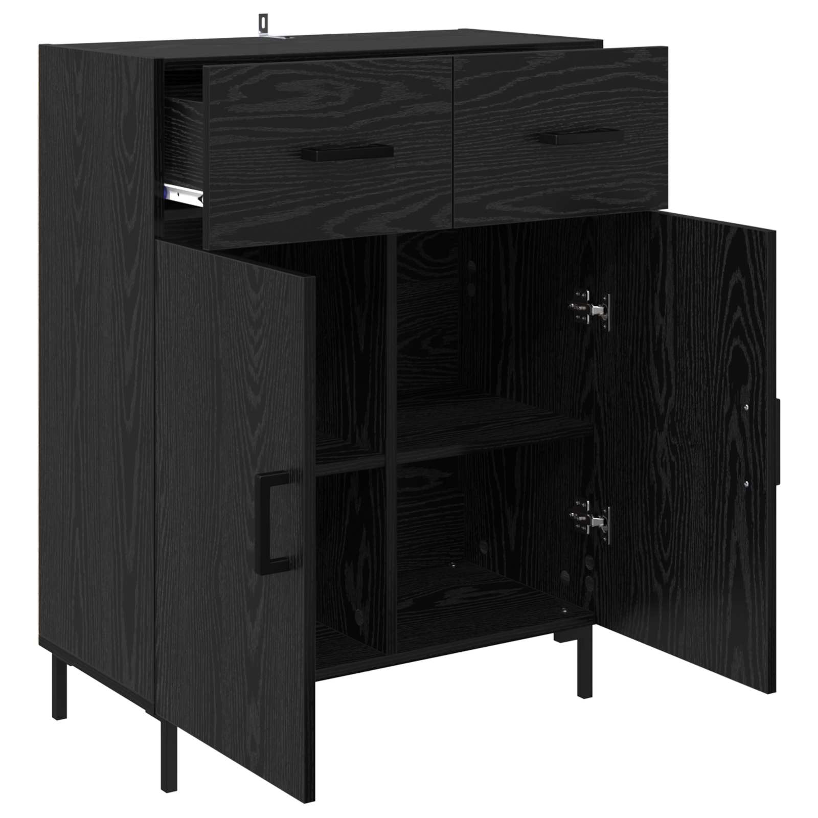 vidaXL Bufet Czarny Dąb 69,5 x 34 x 90 cm Materiał drewnopochodny
