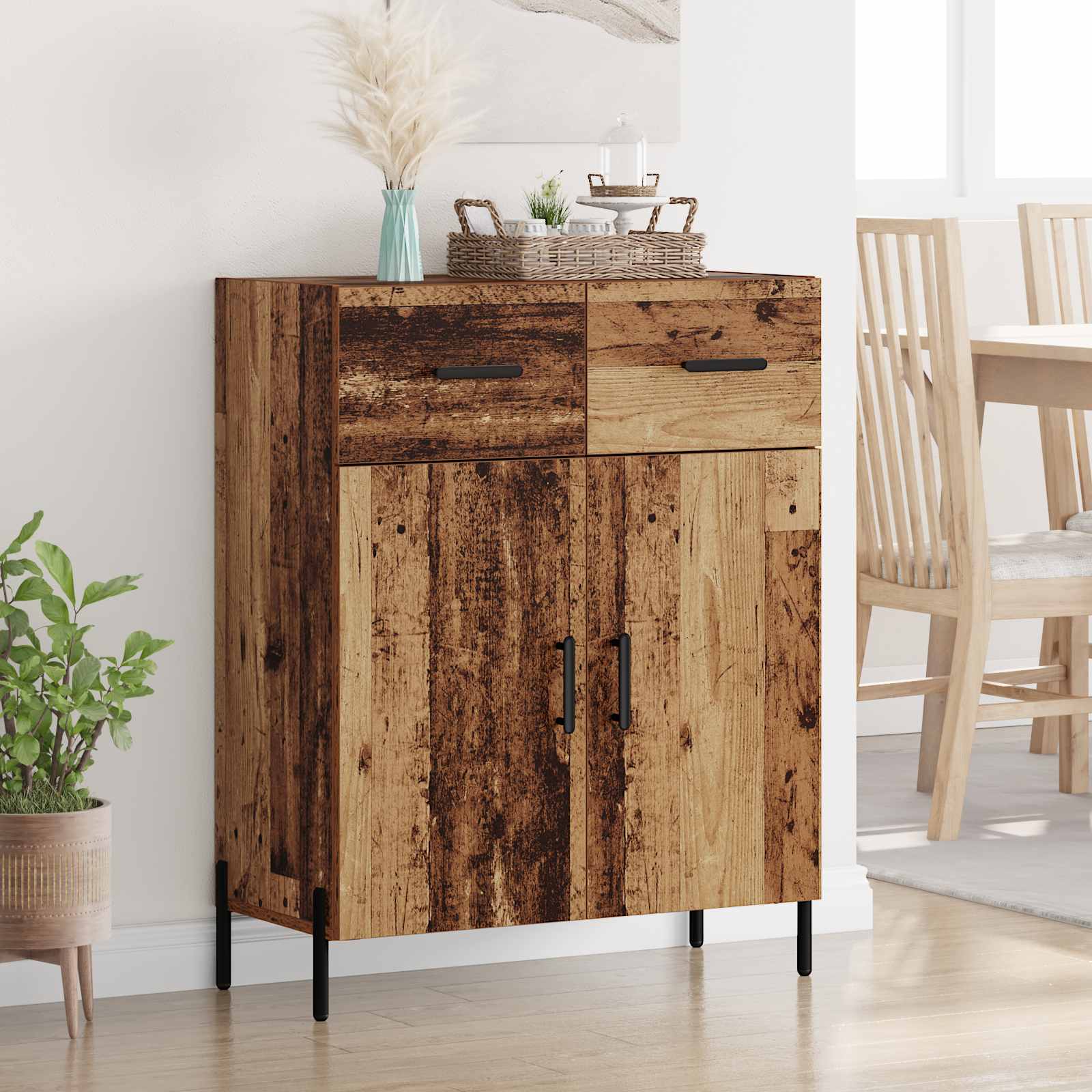 vidaXL Bufet Stare drewno 69,5 x 34 x 90 cm Materiał drewnopochodny